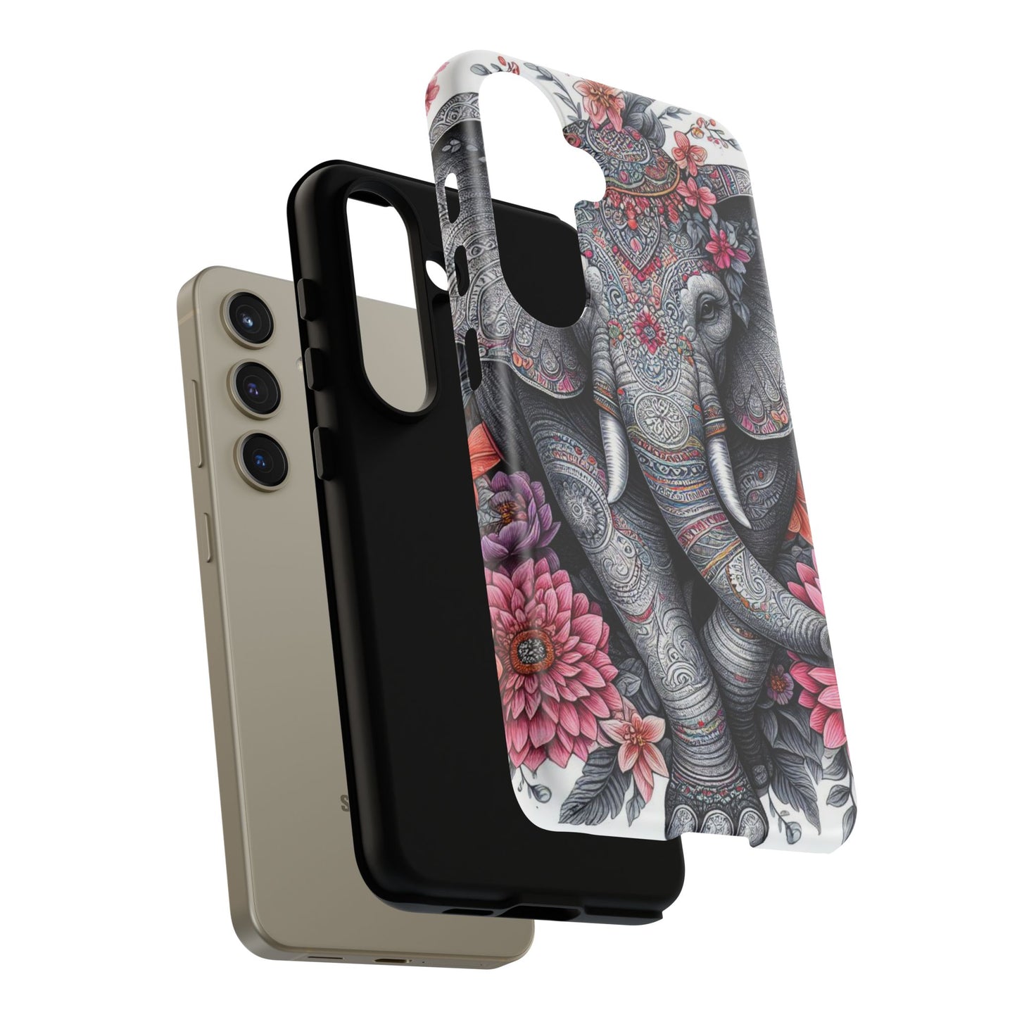 Bohemian Floral Elephant Mobile Cover – Intricate Mandala Art