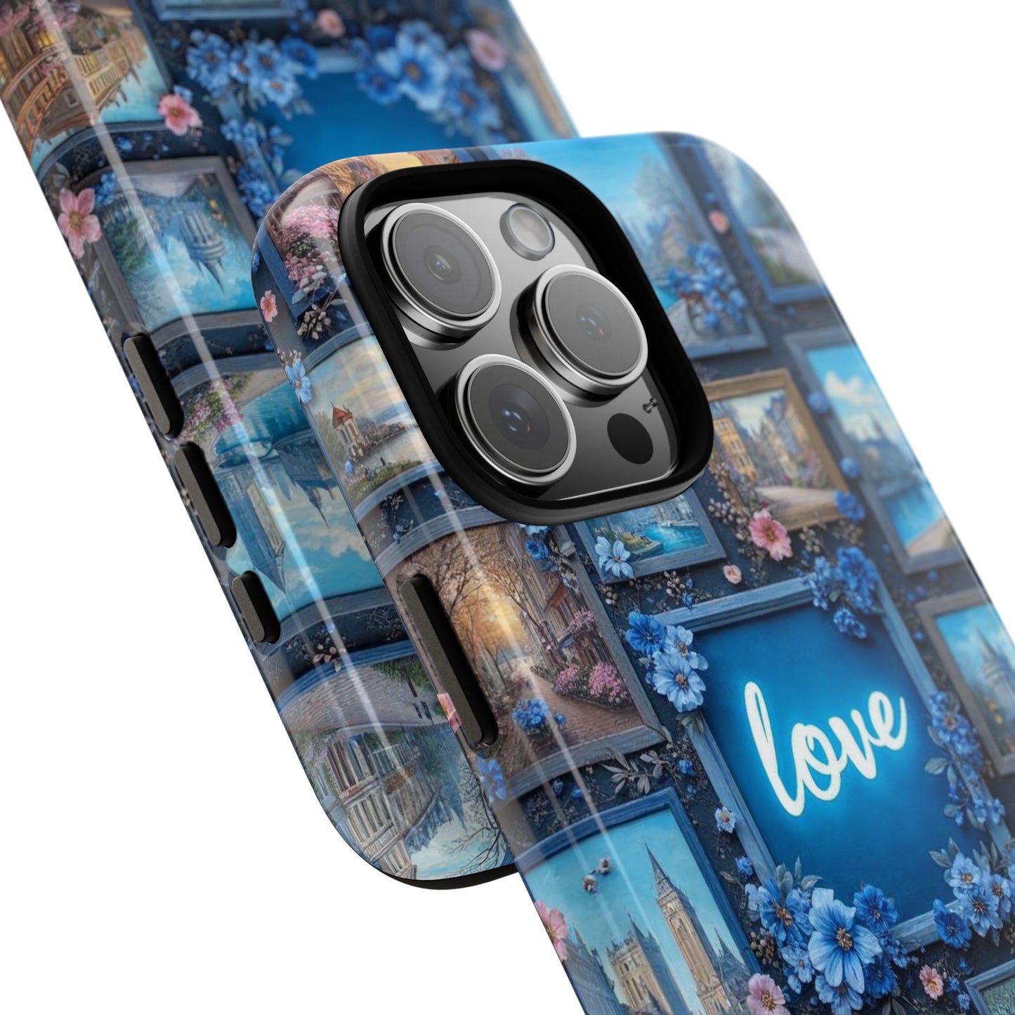 Blue Floral Love Frame Phone Case