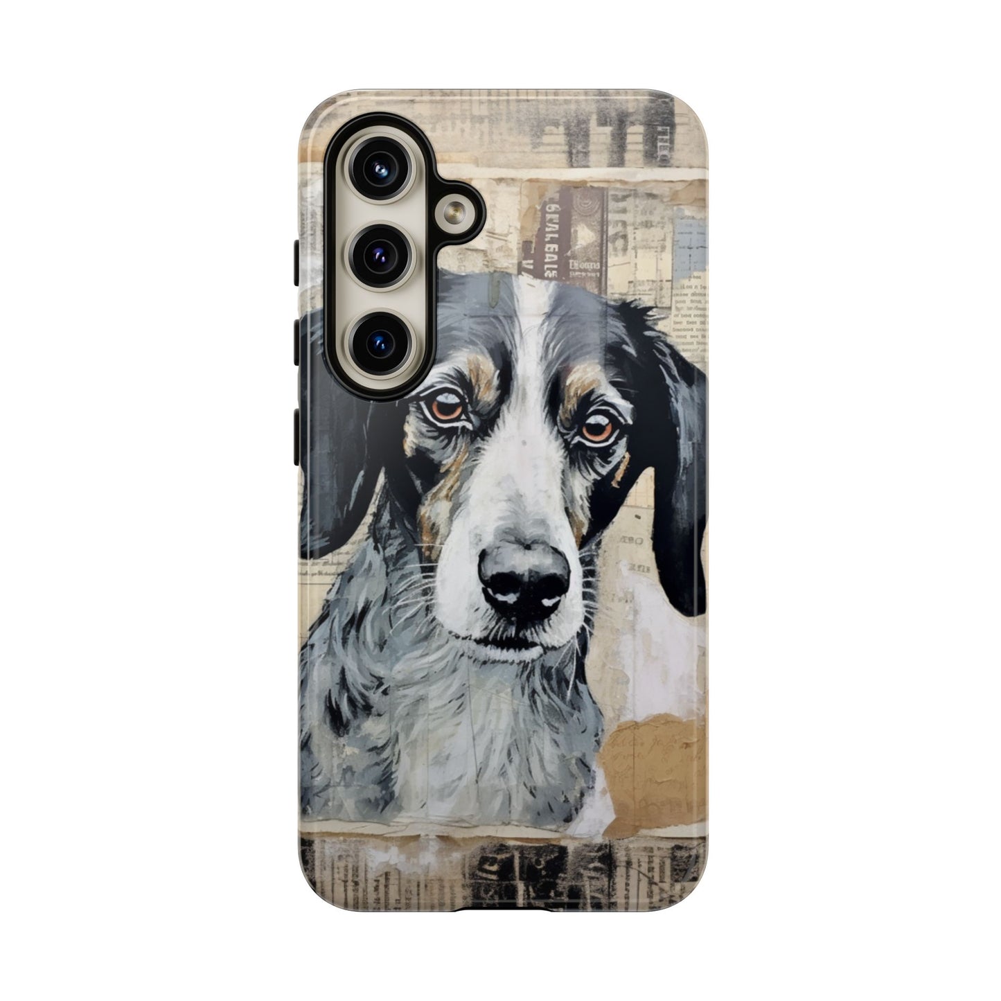 Personalized Rustic Dog Portrait – Vintage Collage Art Style