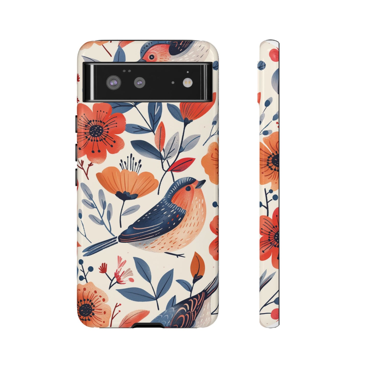 Floral Bird Phone Case - Elegant Nature-Inspired Cover for iPhone, Samsung & Google Pixel