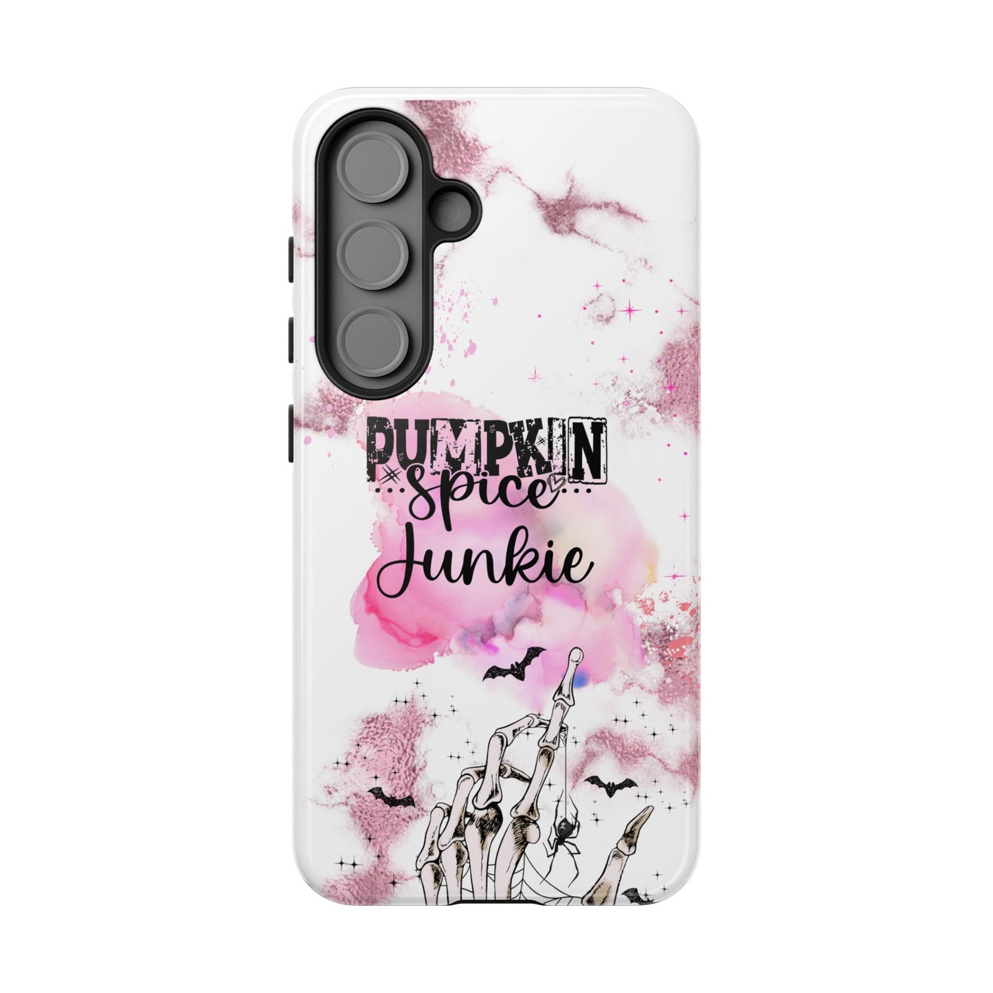 Pumpkin Spice Junkie Phone Case - Fall Aesthetic Cover for iPhone, Samsung & Google Pixel, Skeleton Hand Phone Case, Watercolor Phone Cover, Girly Phone Case