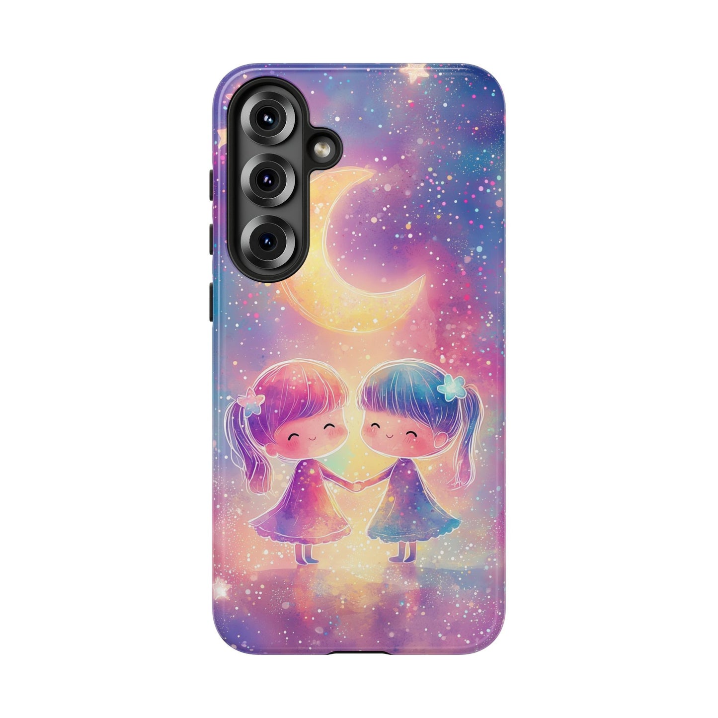Moonlit Friendship Galaxy Phone Case for iPhone, Samsung, Google Pixel