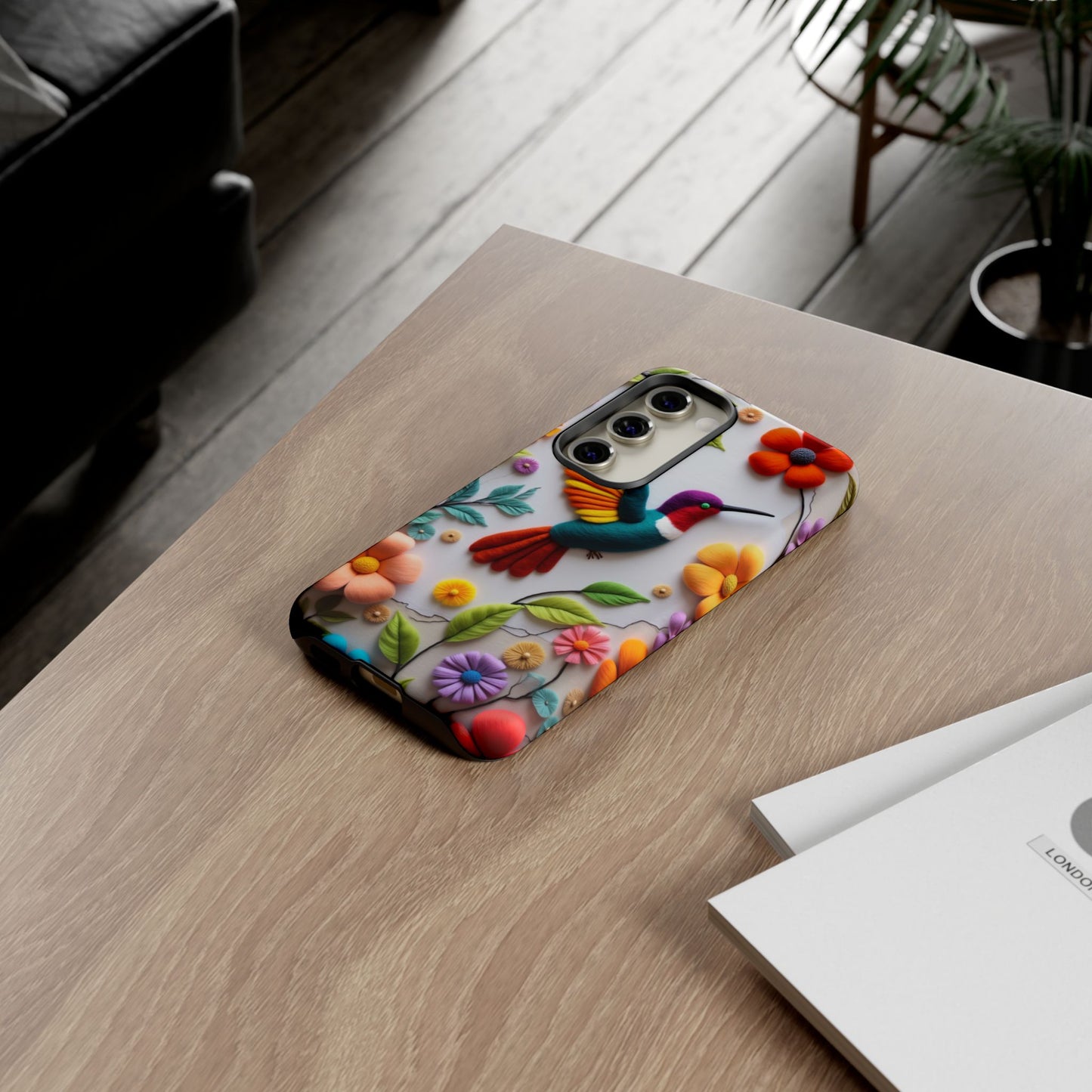 Embroidered Hummingbird with Floral Design | Nature's Elegant Stitch | iPhone 16 Pro