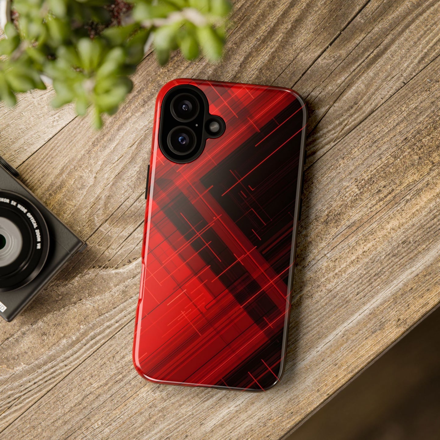 Abstract Red and Black Geometric Pattern
