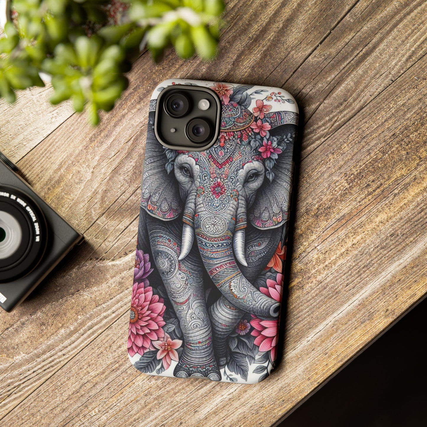 Bohemian Floral Elephant Mobile Cover – Intricate Mandala Art