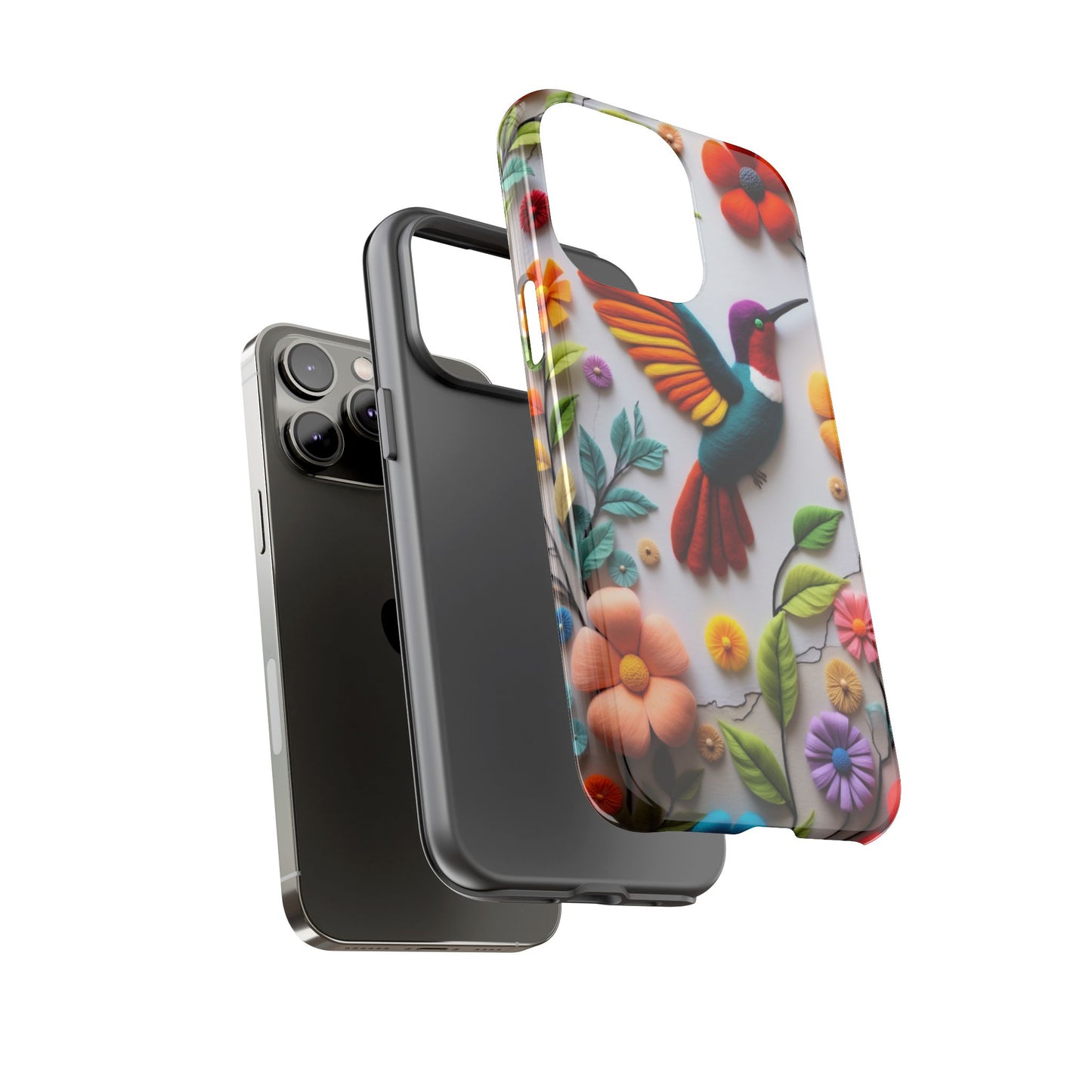 Embroidered Hummingbird with Floral Design | Nature's Elegant Stitch | iPhone 16 Pro