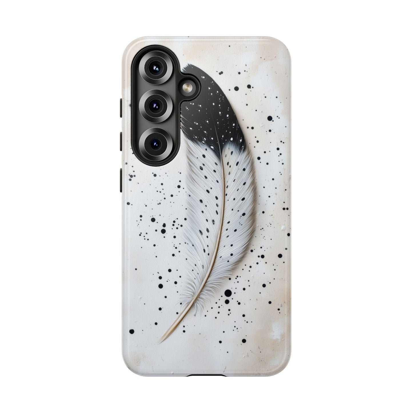 Elegant Owl Feather Phone Case – Black & White for iPhone, Samsung & Google Pixel