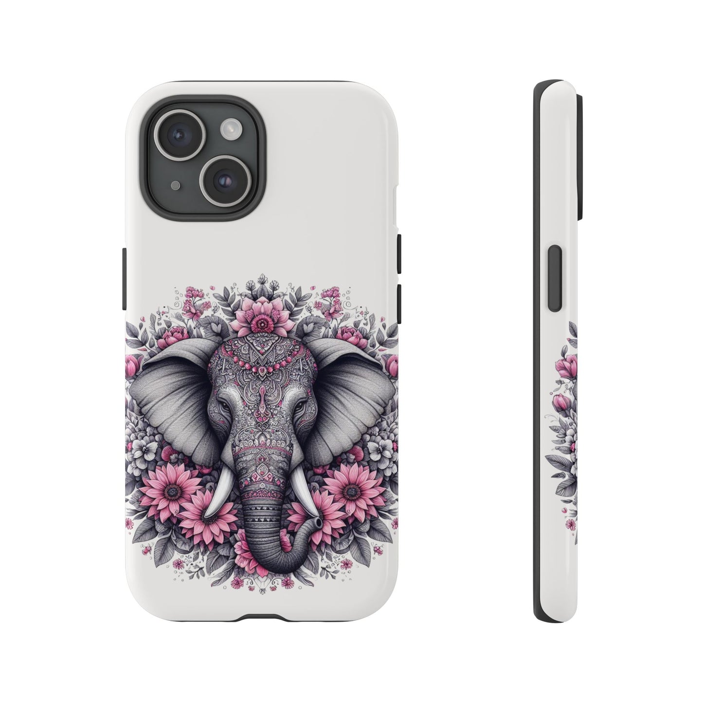 Intricate Floral Elephant Mobile Cover – Mandala-Inspired Boho Art