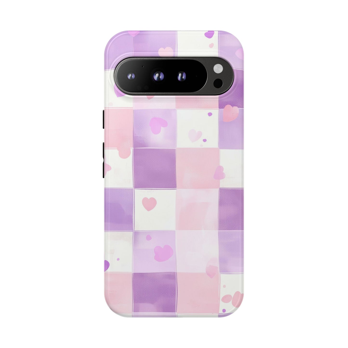 Kawaii Heart Gingham Phone Case for iPhone, Samsung, Google Pixel