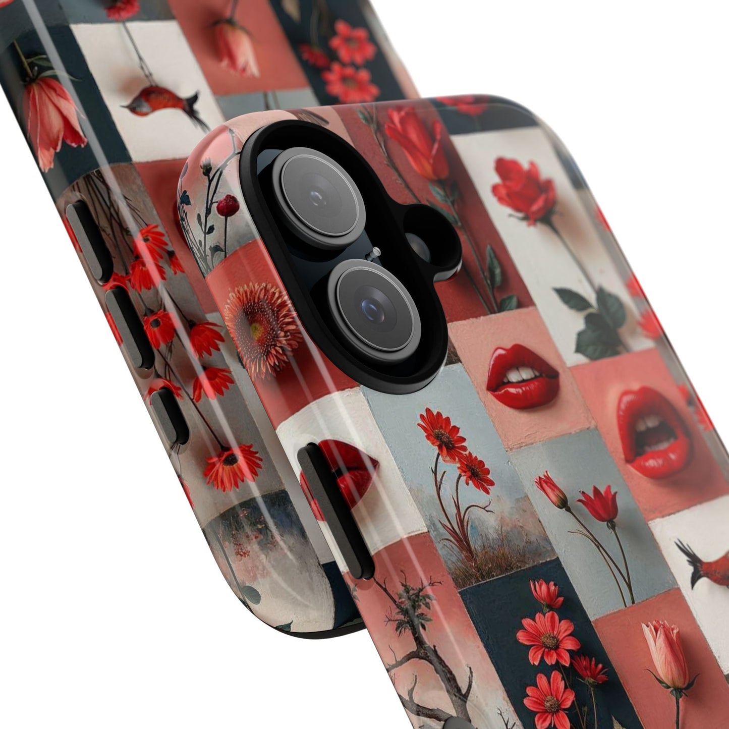 Red Flowers & Lips Collage Phone Case