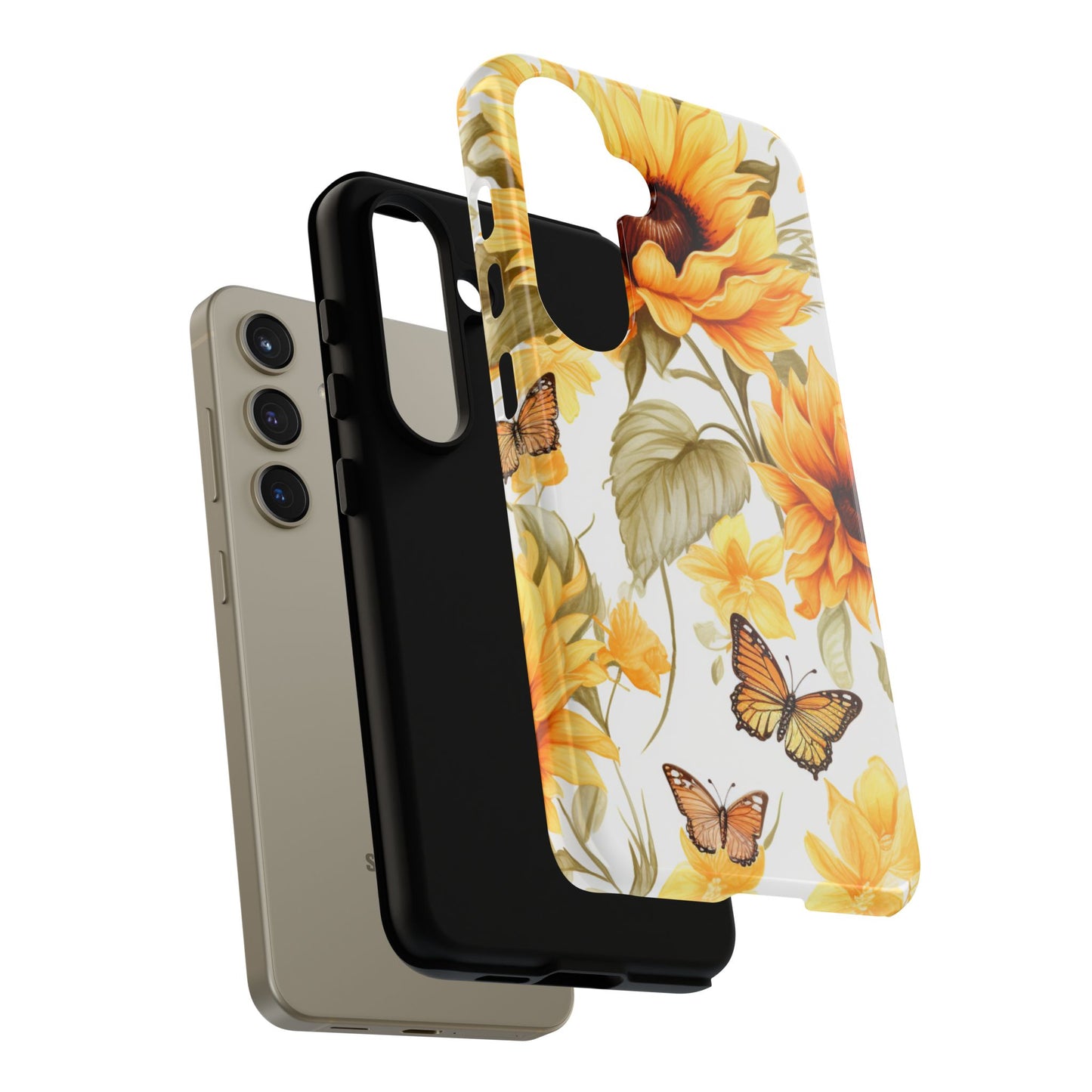 Golden Sunflower & Butterfly Phone Case – Warm & Elegant