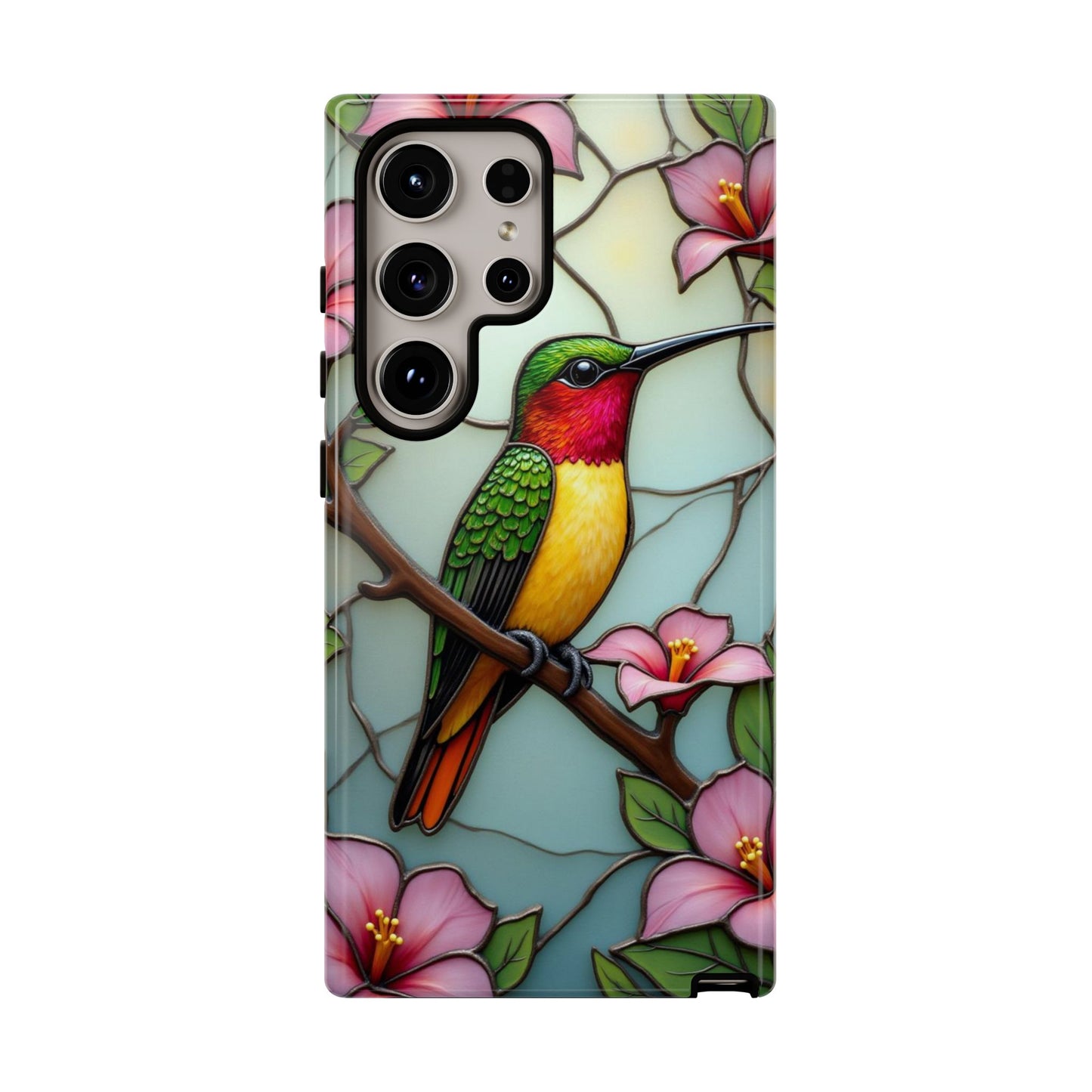 Elegant Hummingbird with Floral Mosaic | Artistic Nature Design