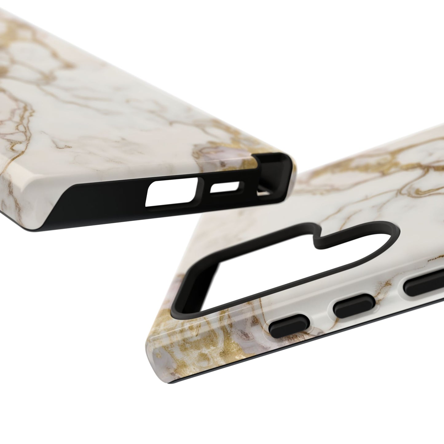 Elegant White and Gold Marble Case Design