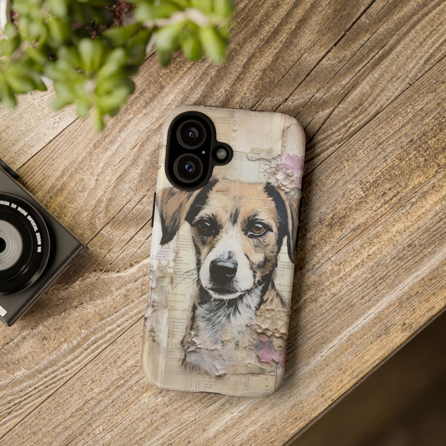 Vintage Collage Dog Portrait Mobile Cover – Artistic Mixed Media Design