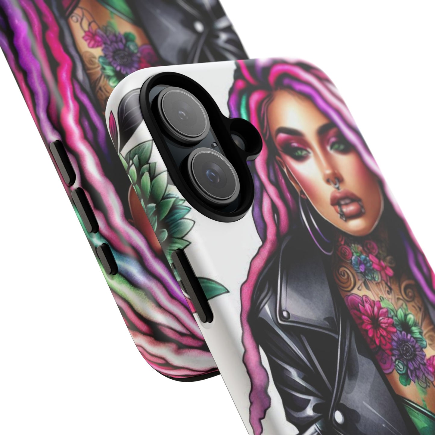 Neon Rebel – Vibrant Biker Queen Mobile Cover