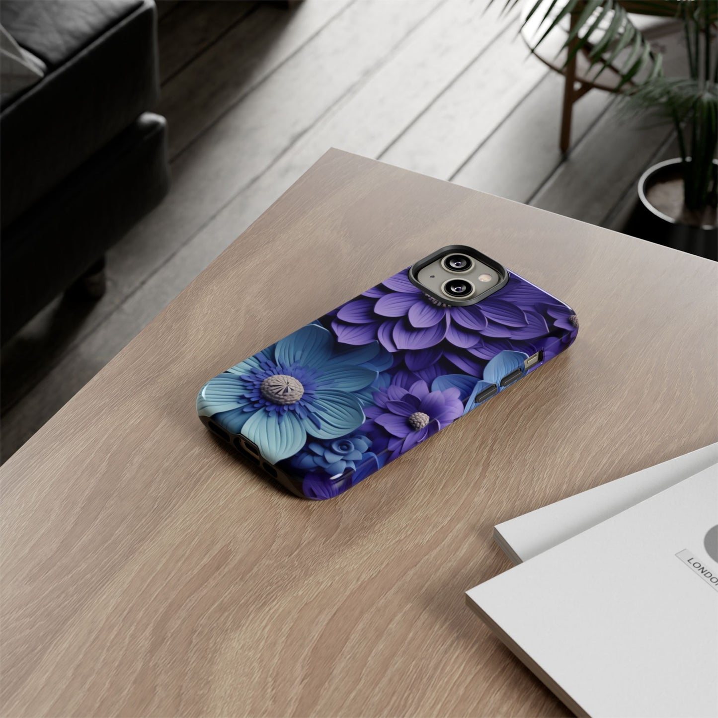 Royal Blue Floral Phone Case – Elegant & Luxurious Design