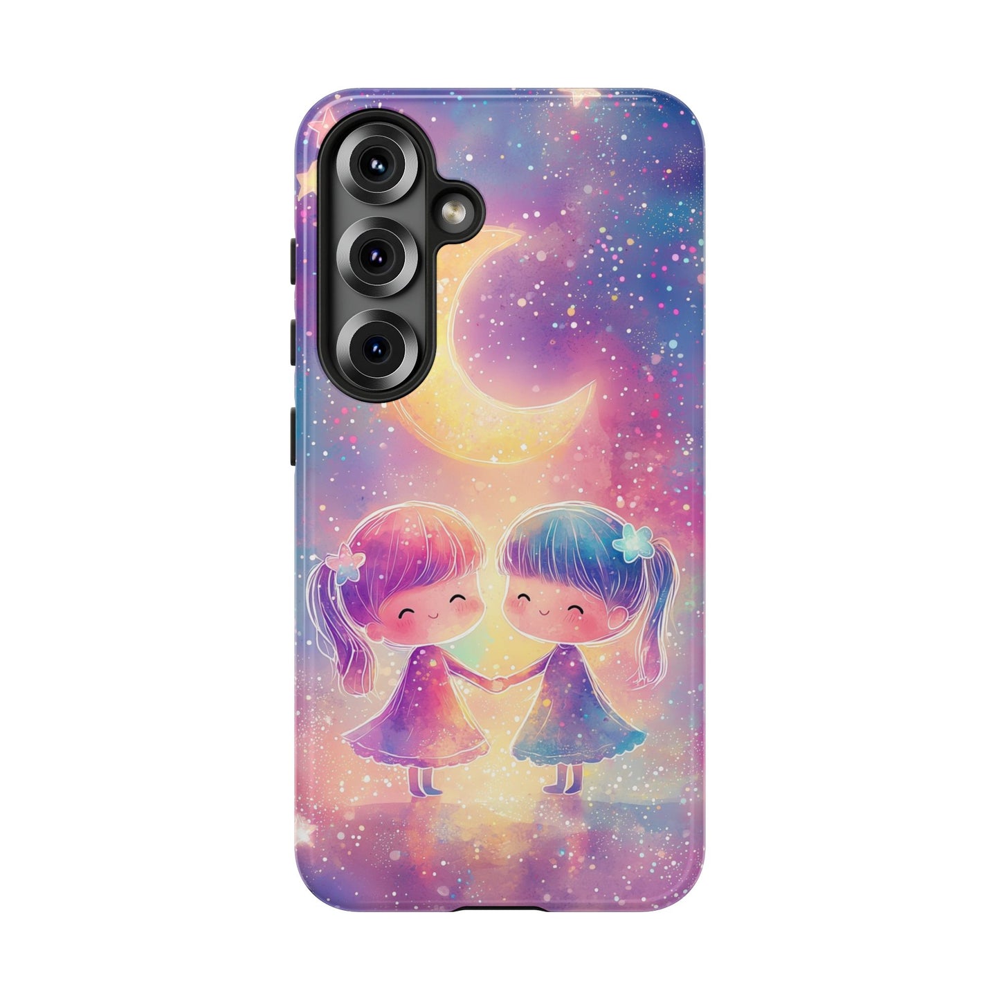 Moonlit Friendship Galaxy Phone Case for iPhone, Samsung, Google Pixel