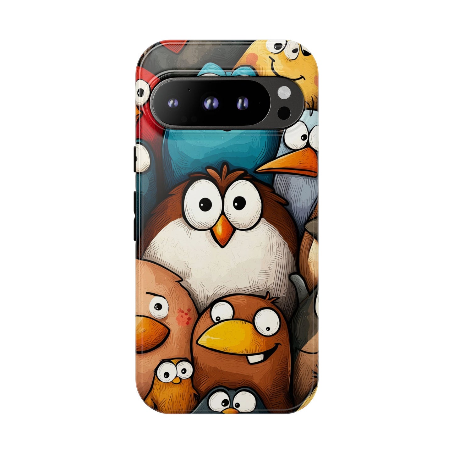 Quirky Bird Squad Anime Phone Case for iPhone, Samsung, Google Pixel