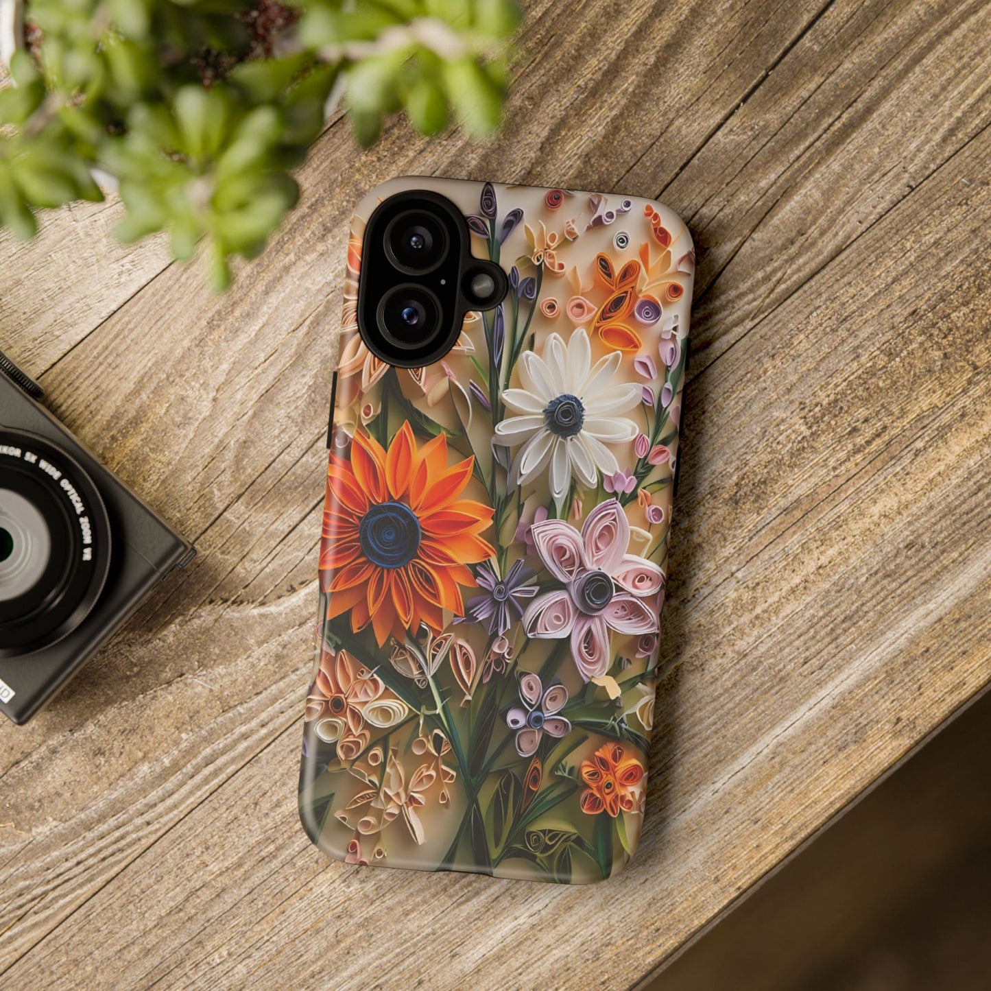 Intricate Quilled Floral Artwork In Vibrant Colors phone case design.