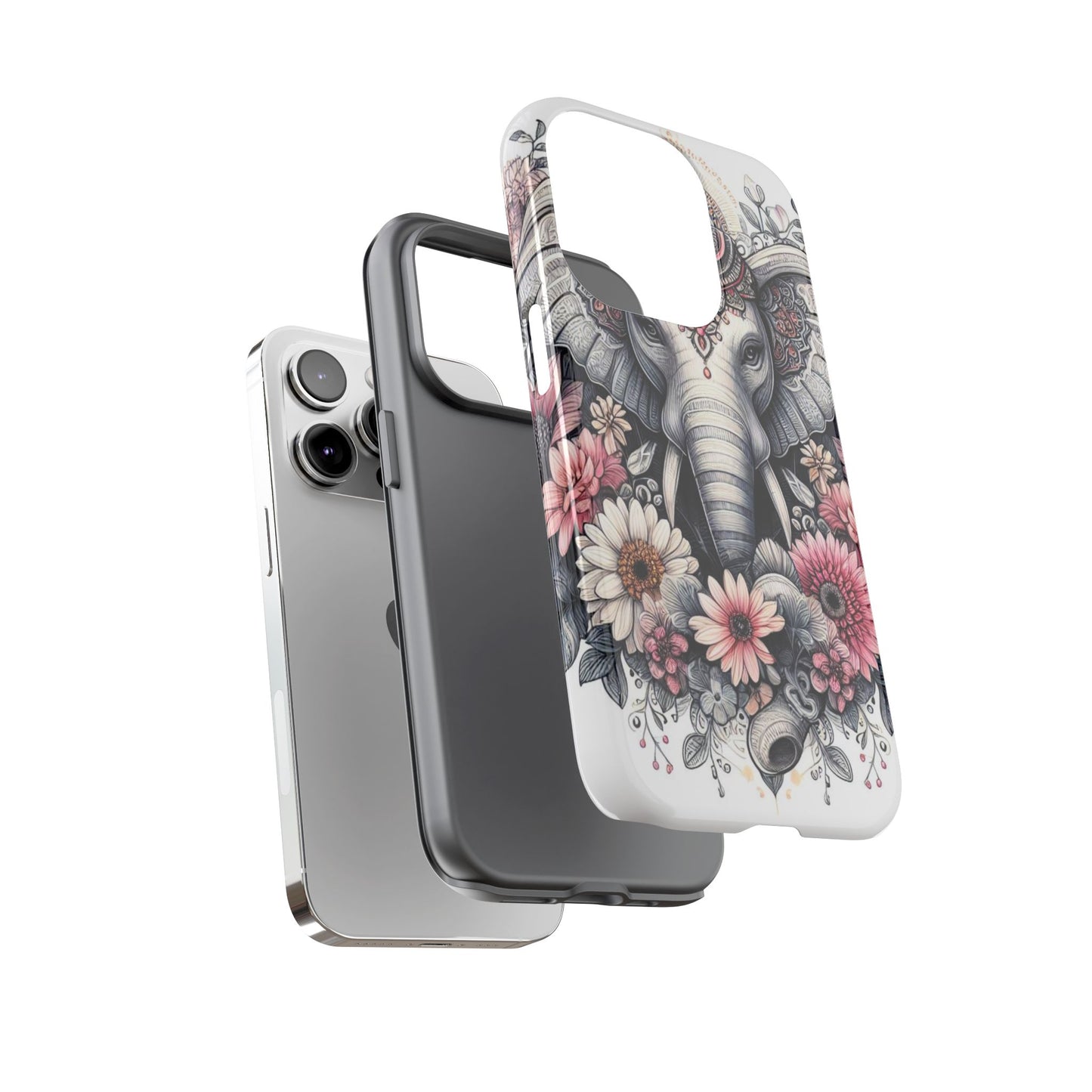 Royal Elephant Mandala Phone Case – Intricate Bohemian Floral Design