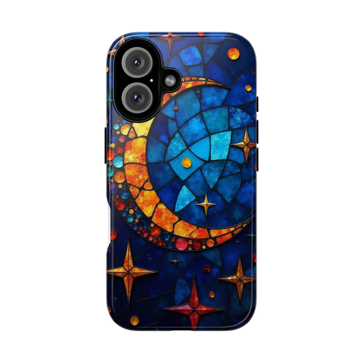 Celestial Crescent: Moon and Stars in Color