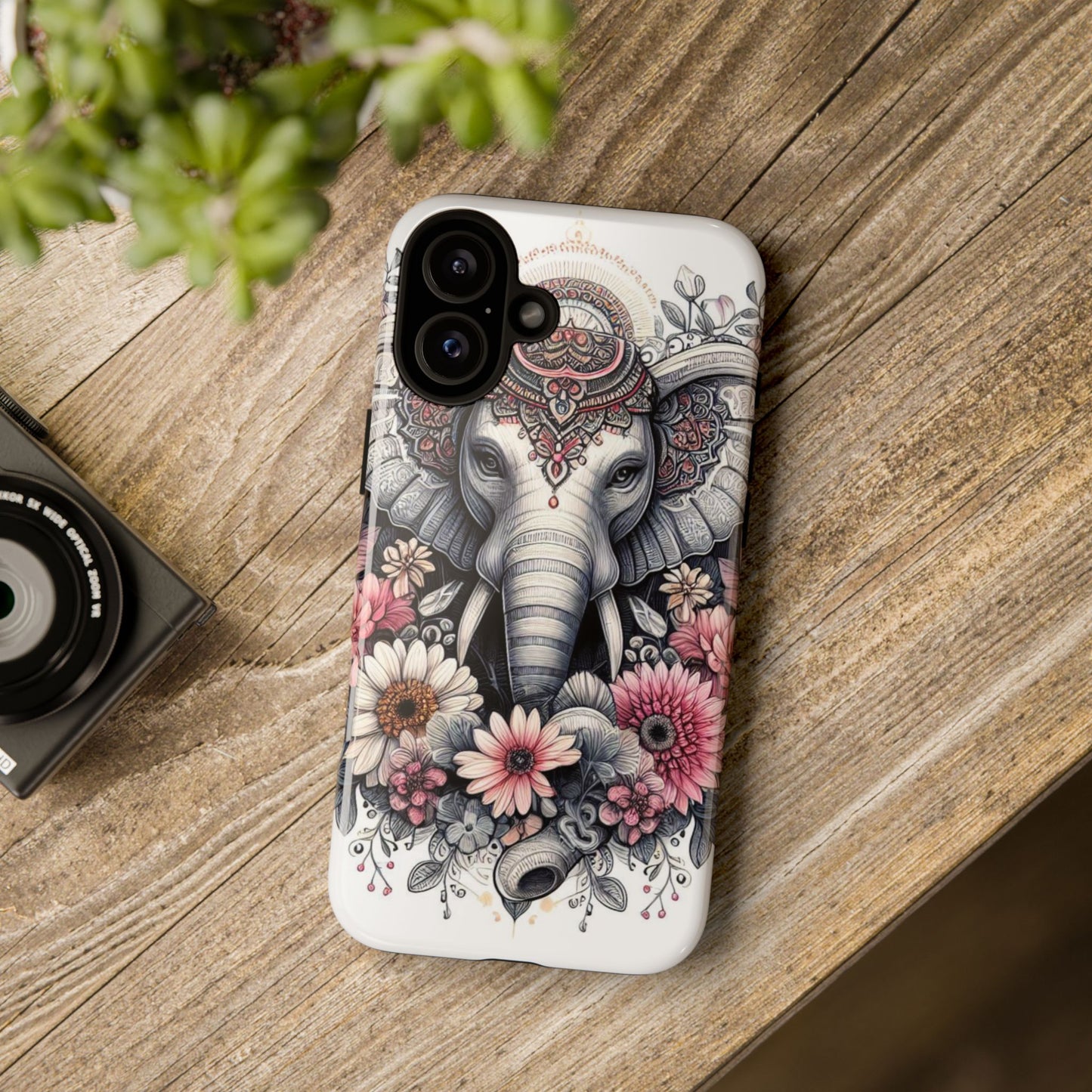 Royal Elephant Mandala Phone Case – Intricate Bohemian Floral Design