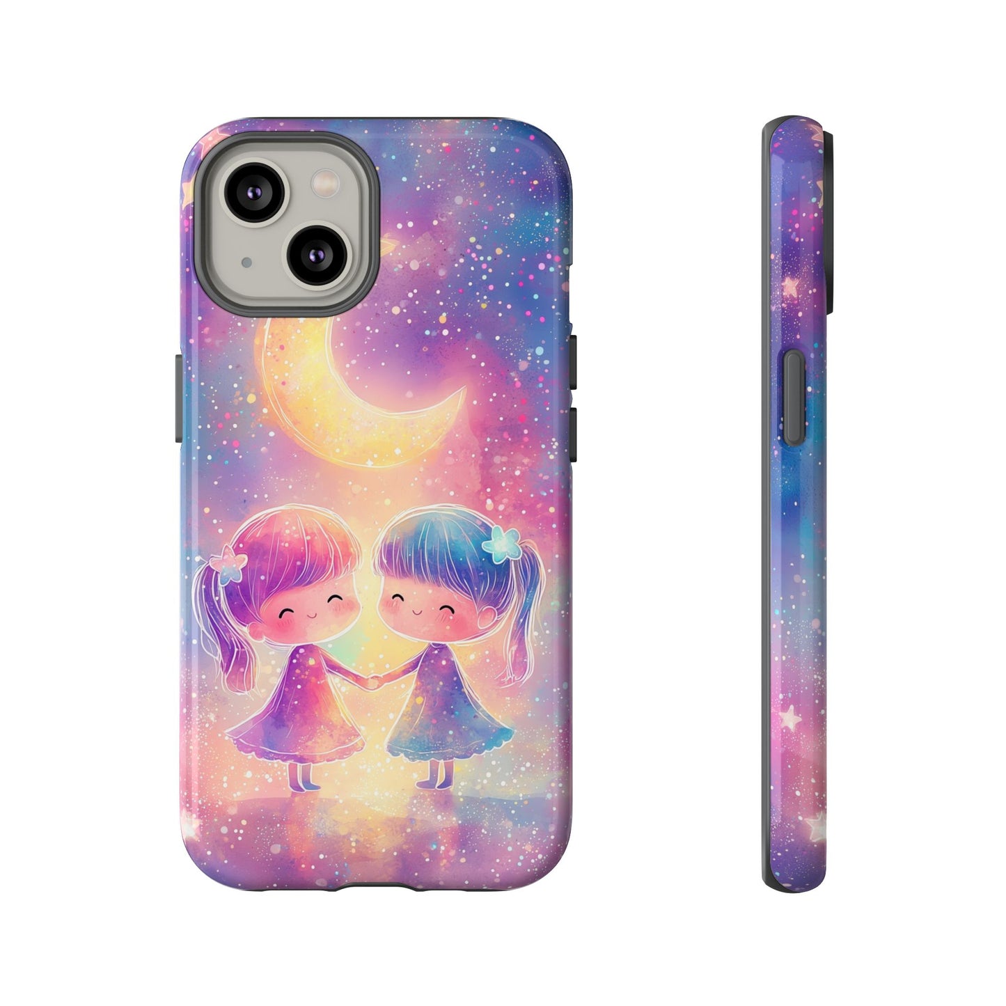 Moonlit Friendship Galaxy Phone Case for iPhone, Samsung, Google Pixel