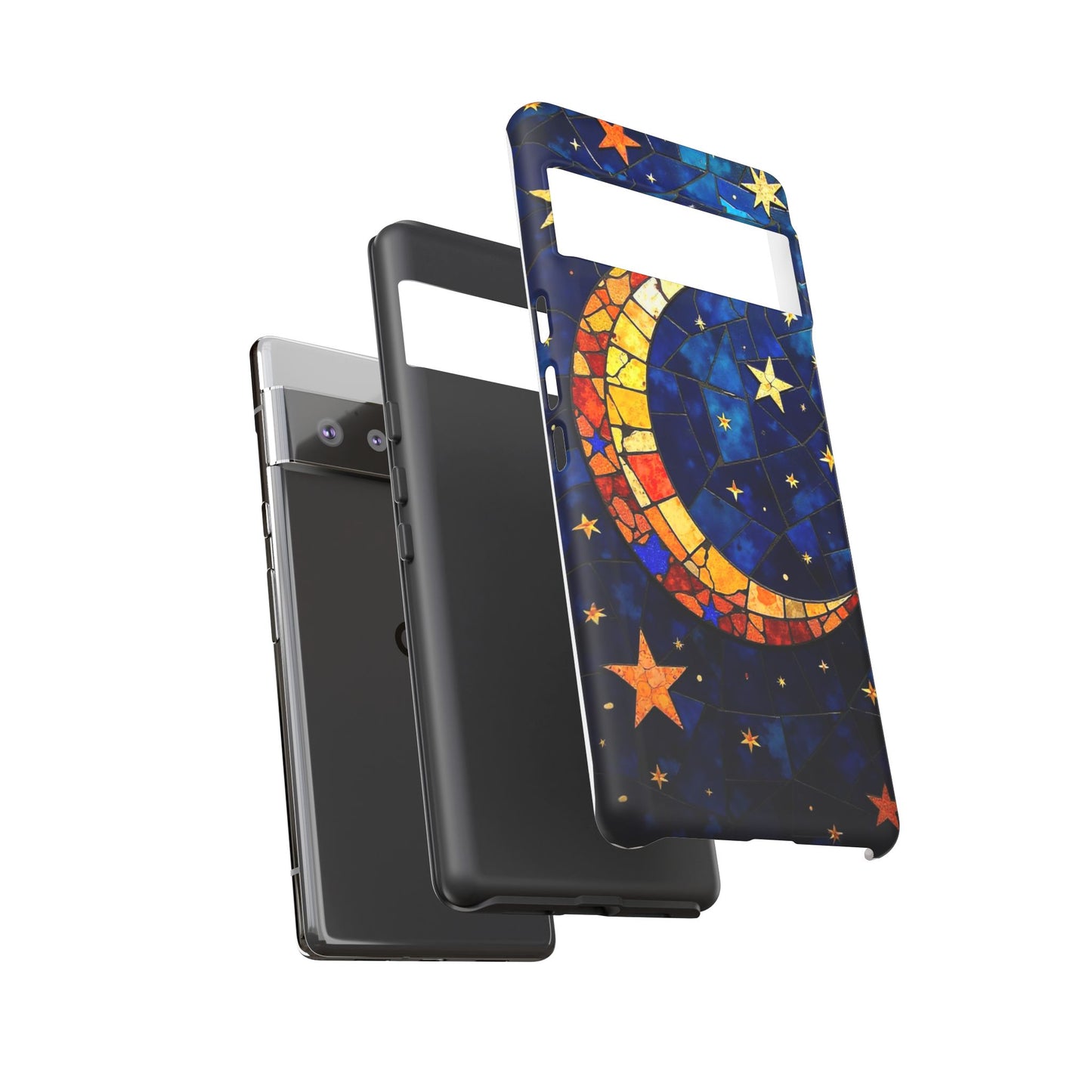 Celestial Crescent: Vibrant Moon and Stars Phone Case