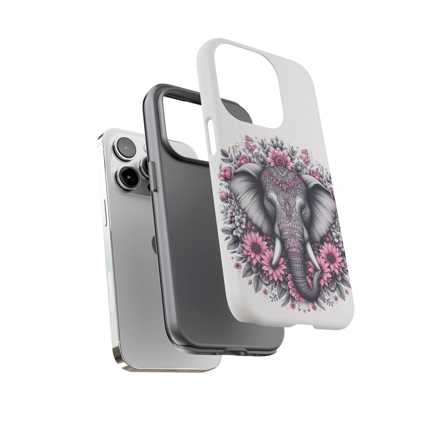 Intricate Floral Elephant Mobile Cover – Mandala-Inspired Boho Art