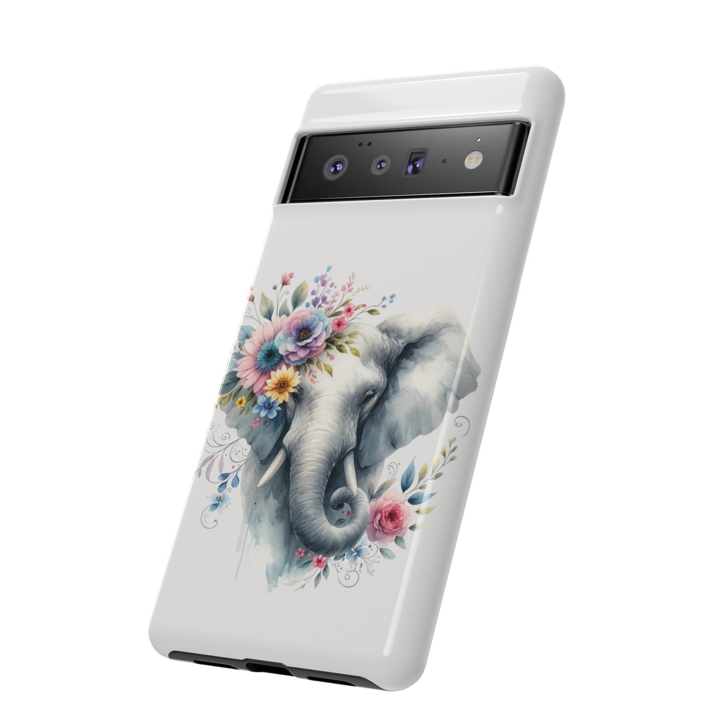 Floral Elephant Mobile Cover – Elegant Watercolor Art