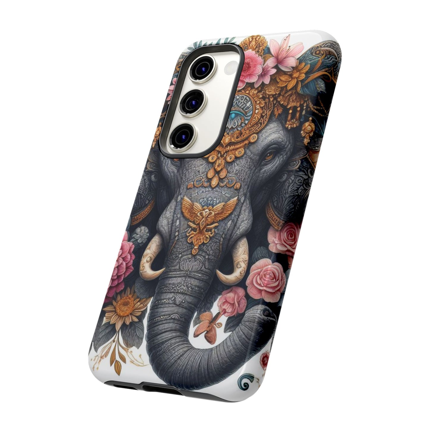Golden Royal Elephant Mobile Cover – Luxurious Ornate Art