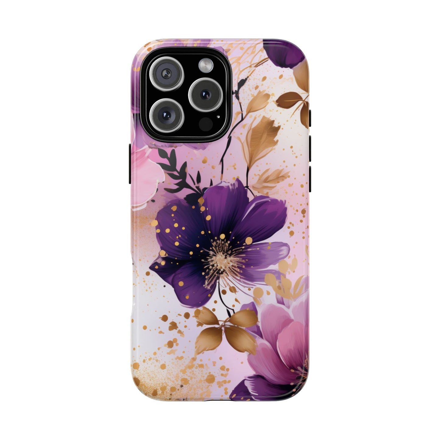 Luxury Purple & Gold Floral Aesthetic Mobile Case