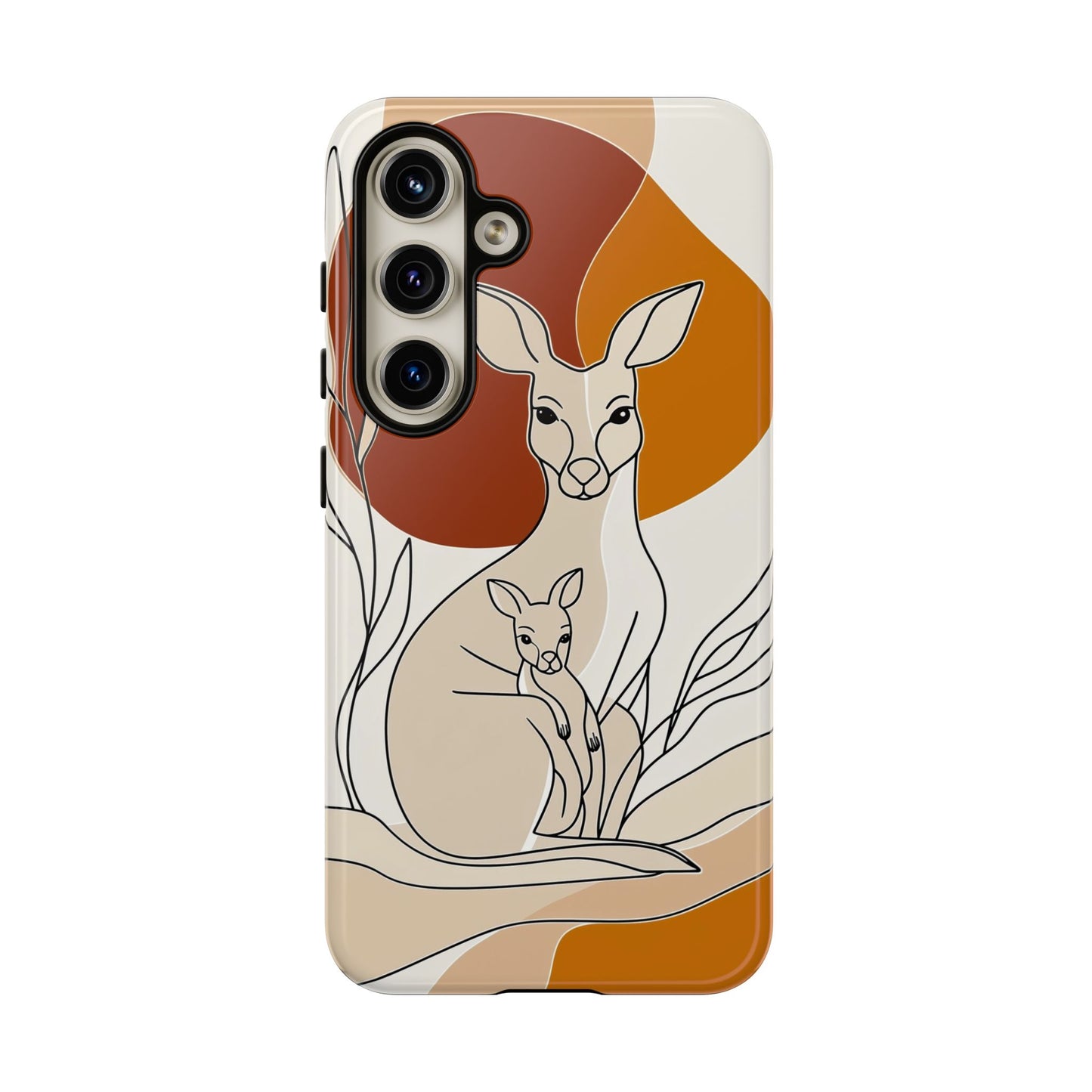 Outback Love: Kangaroo & Joey Line Art Phone Case for iPhone, Samsung & Pixel