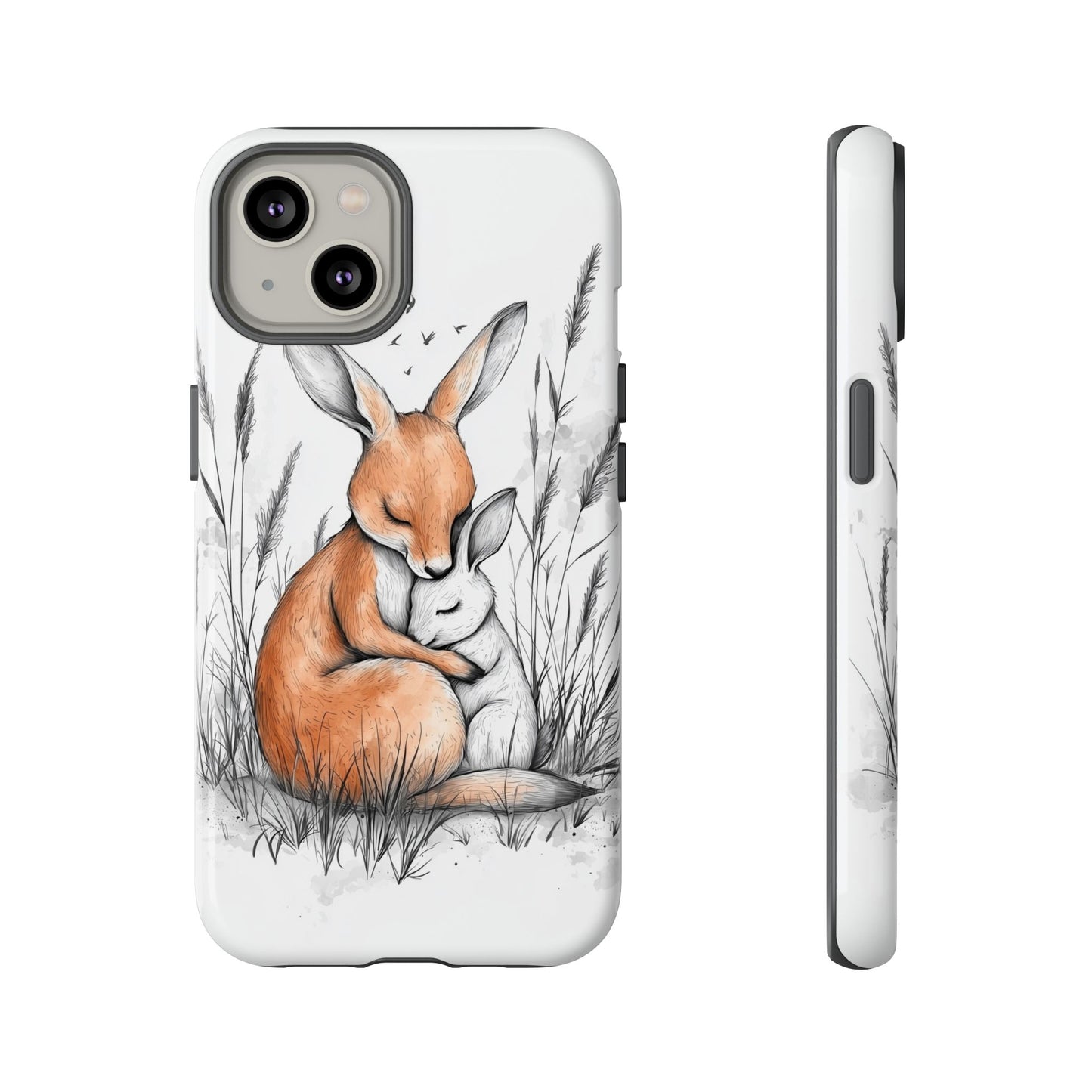 Bunny Embrace: Watercolor Woodland Hug Phone Case for iPhone, Samsung & Pixel
