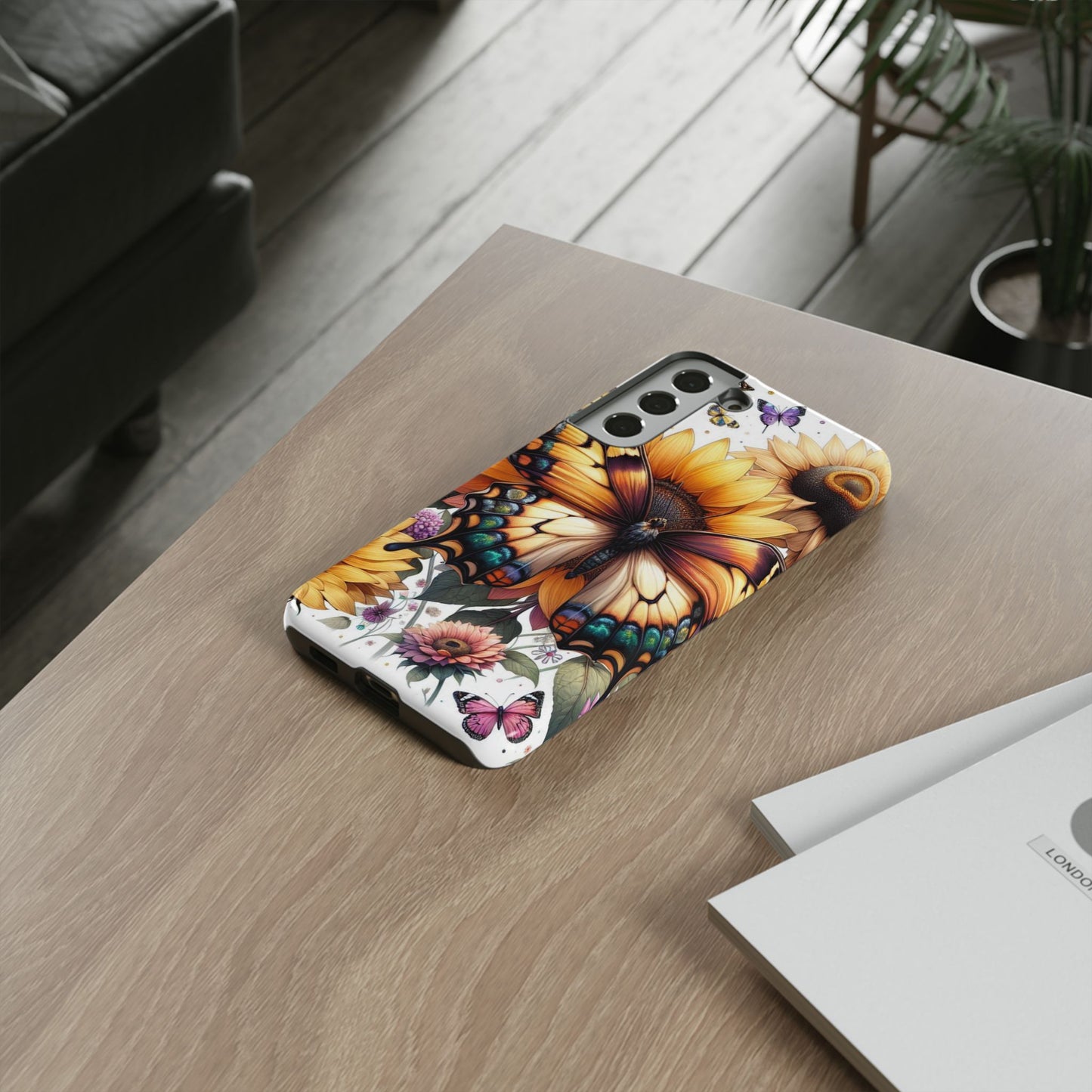 Golden Wings – Sunflower & Butterfly Wonderland Mobile Cover