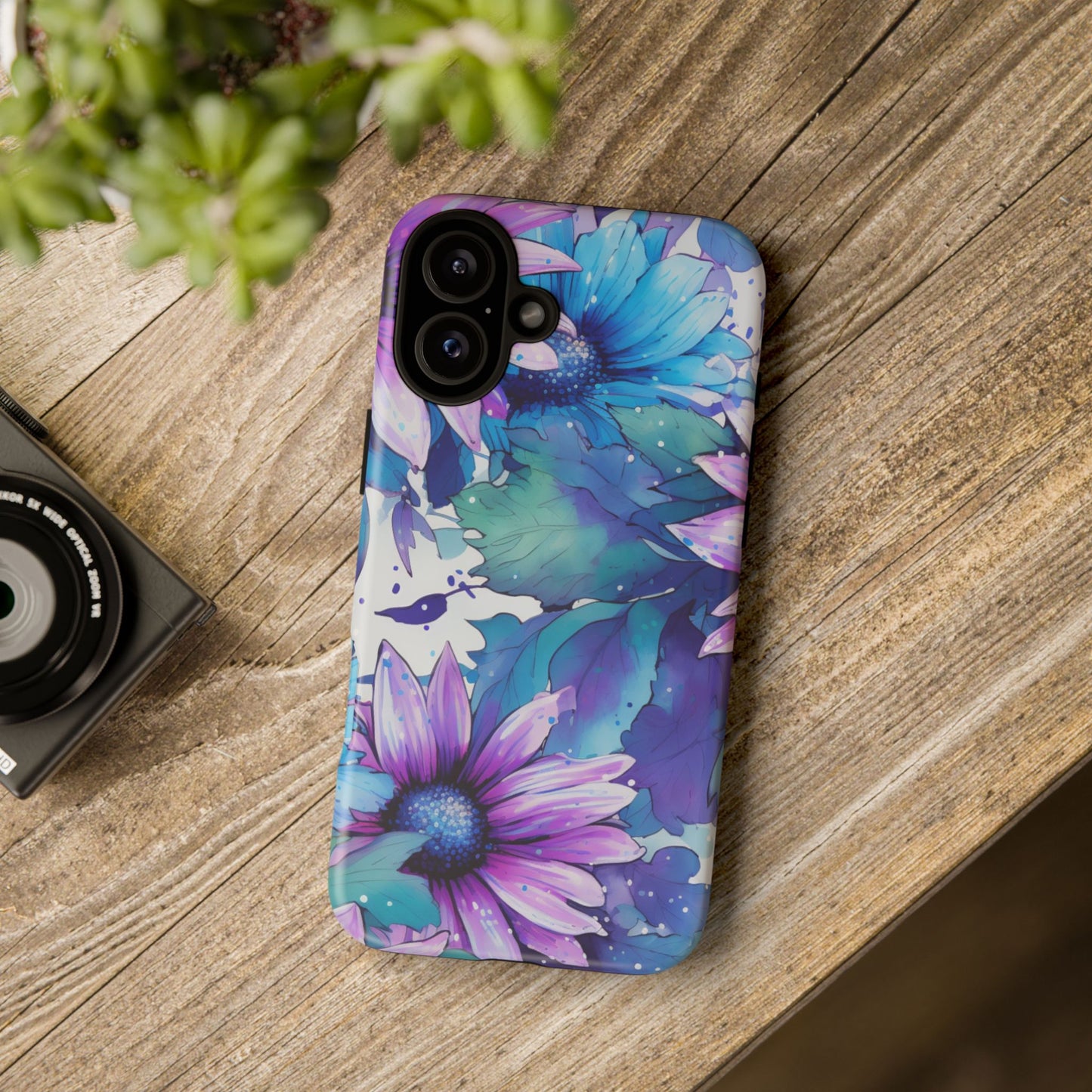 Dreamy Blue & Purple Floral Watercolor Mobile Case