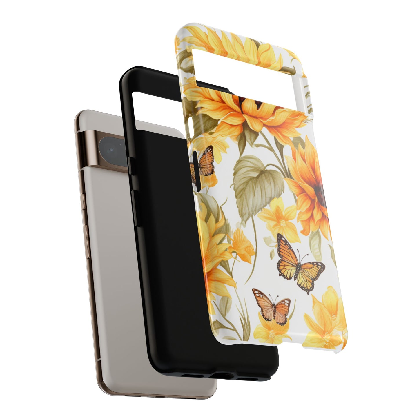 Golden Sunflower & Butterfly Phone Case – Warm & Elegant