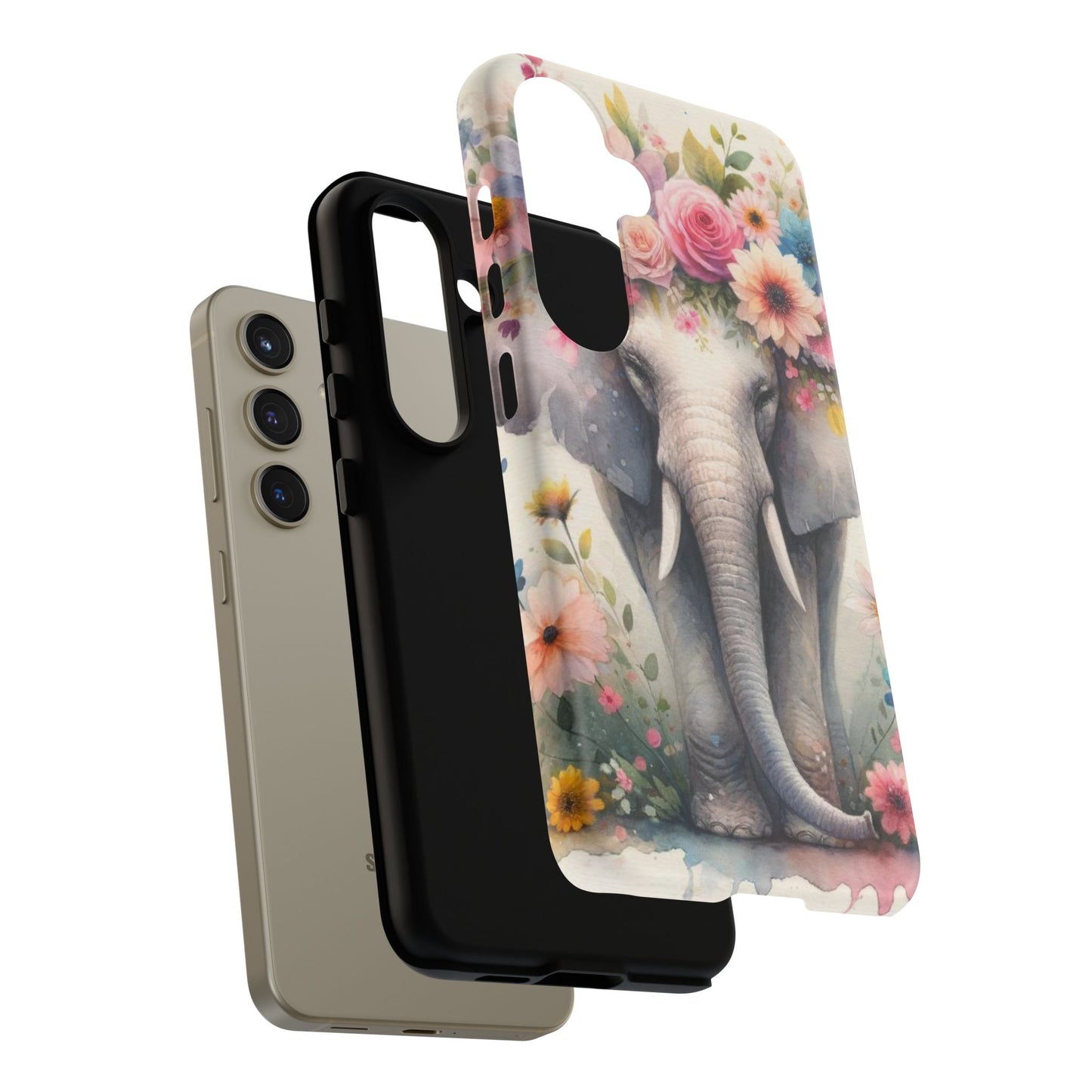Watercolor Floral Elephant Mobile Cover – Dreamy Artistic Design