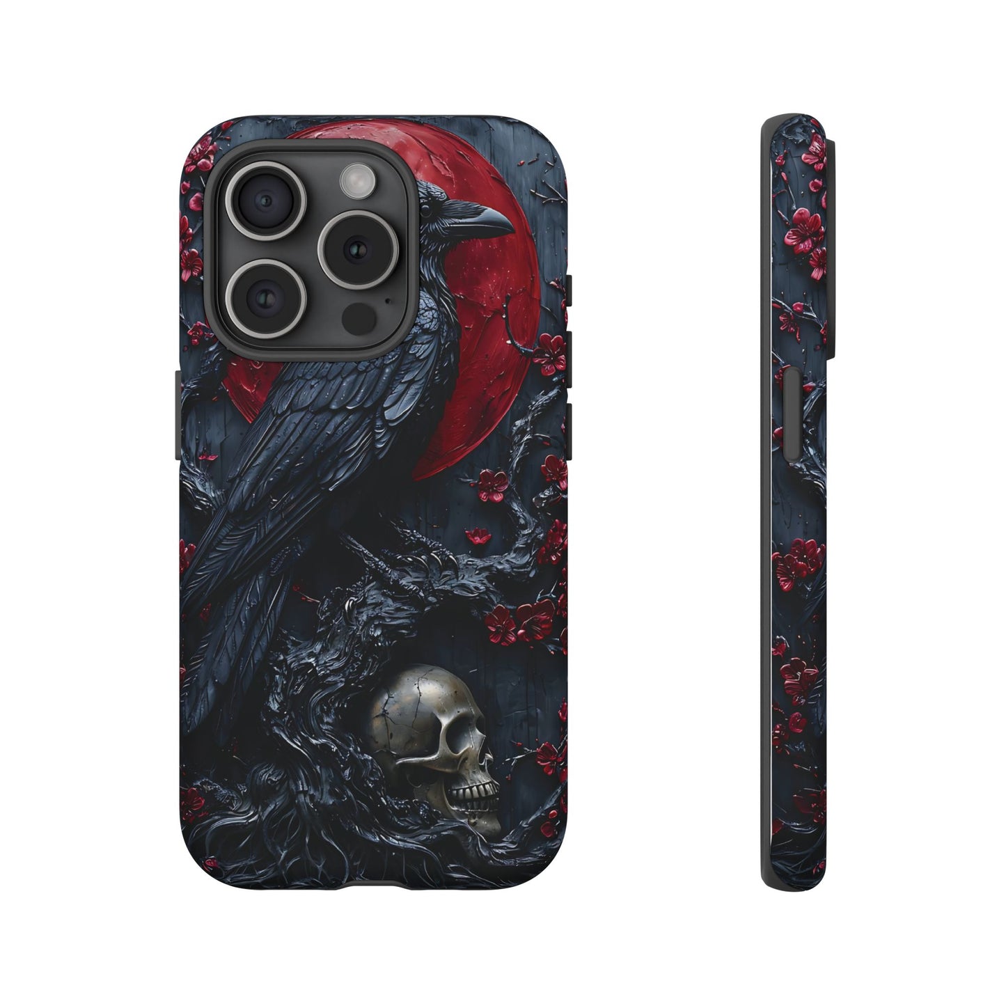 Gothic Sculpture Of Raven On Charcoal Tree Branch phone case design
