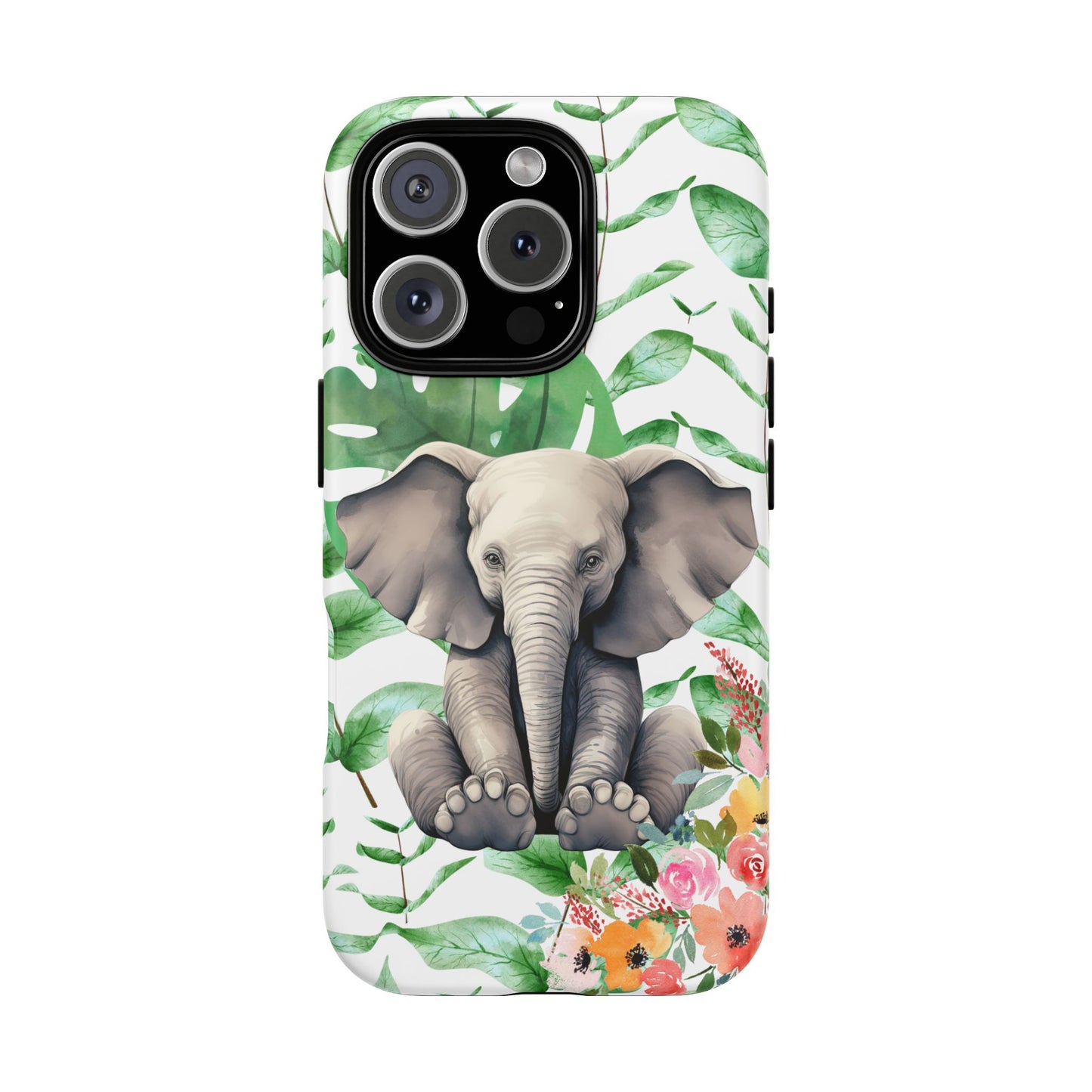Cute Baby Elephant Mobile Cover – Floral & Tropical Aesthetic