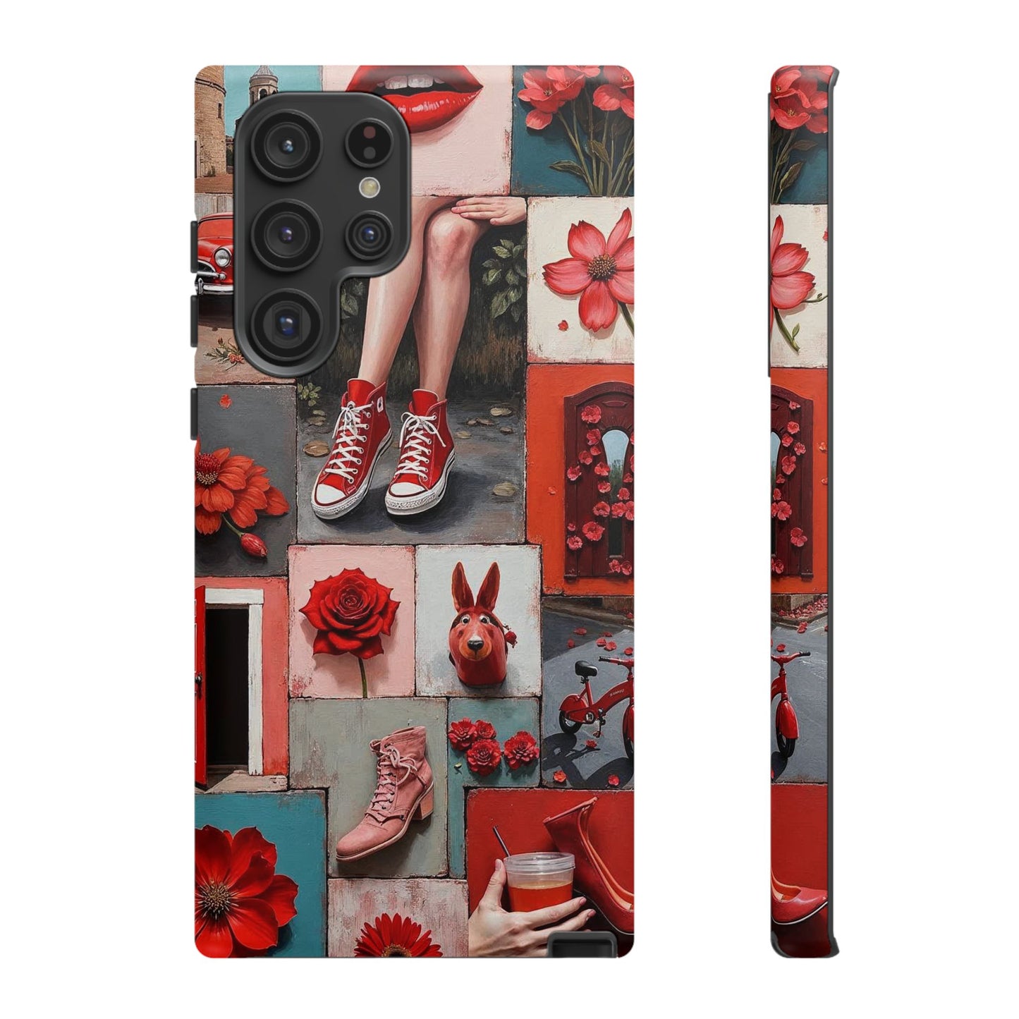Red Sneakers & Roses Collage Phone Case