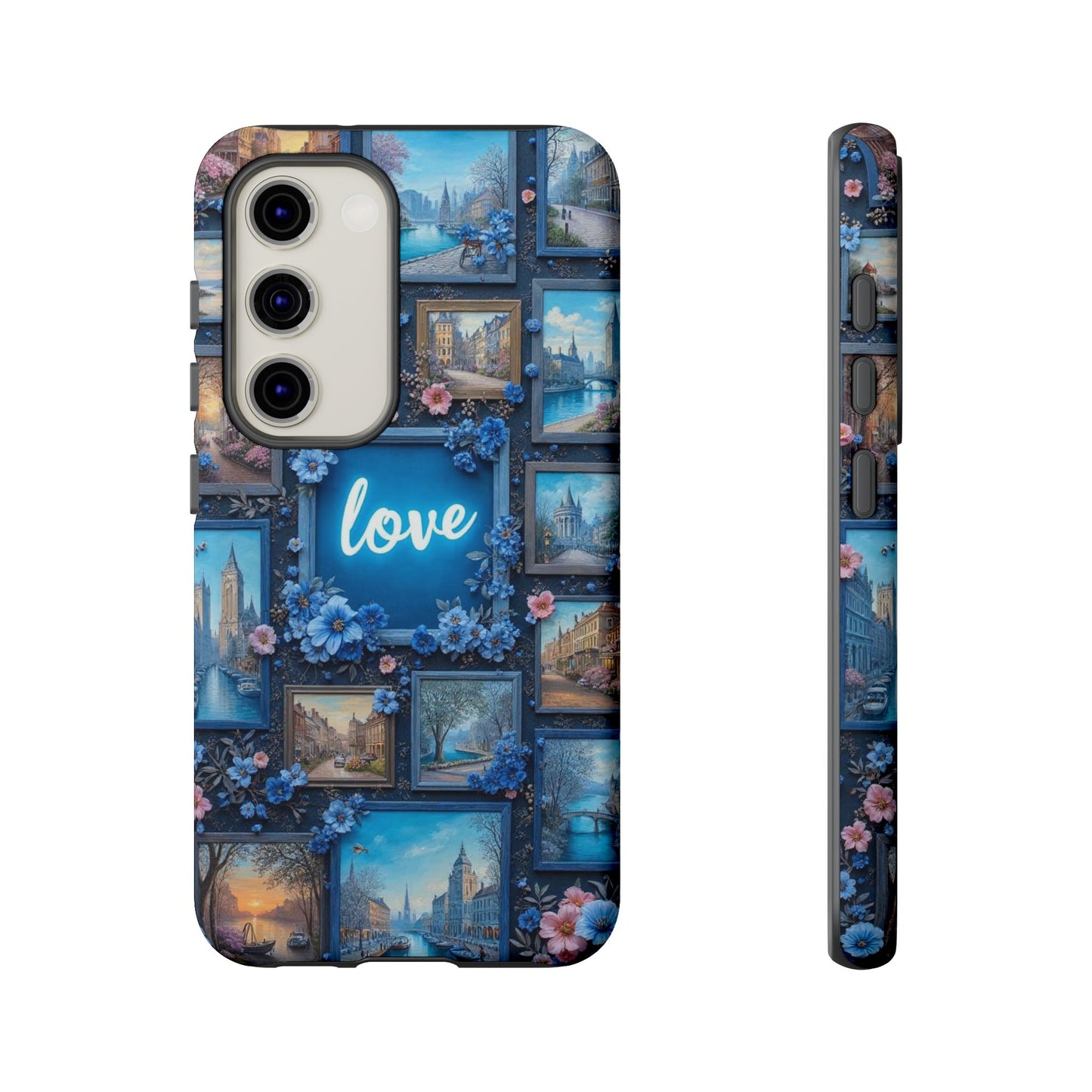 Blue Floral Love Frame Phone Case