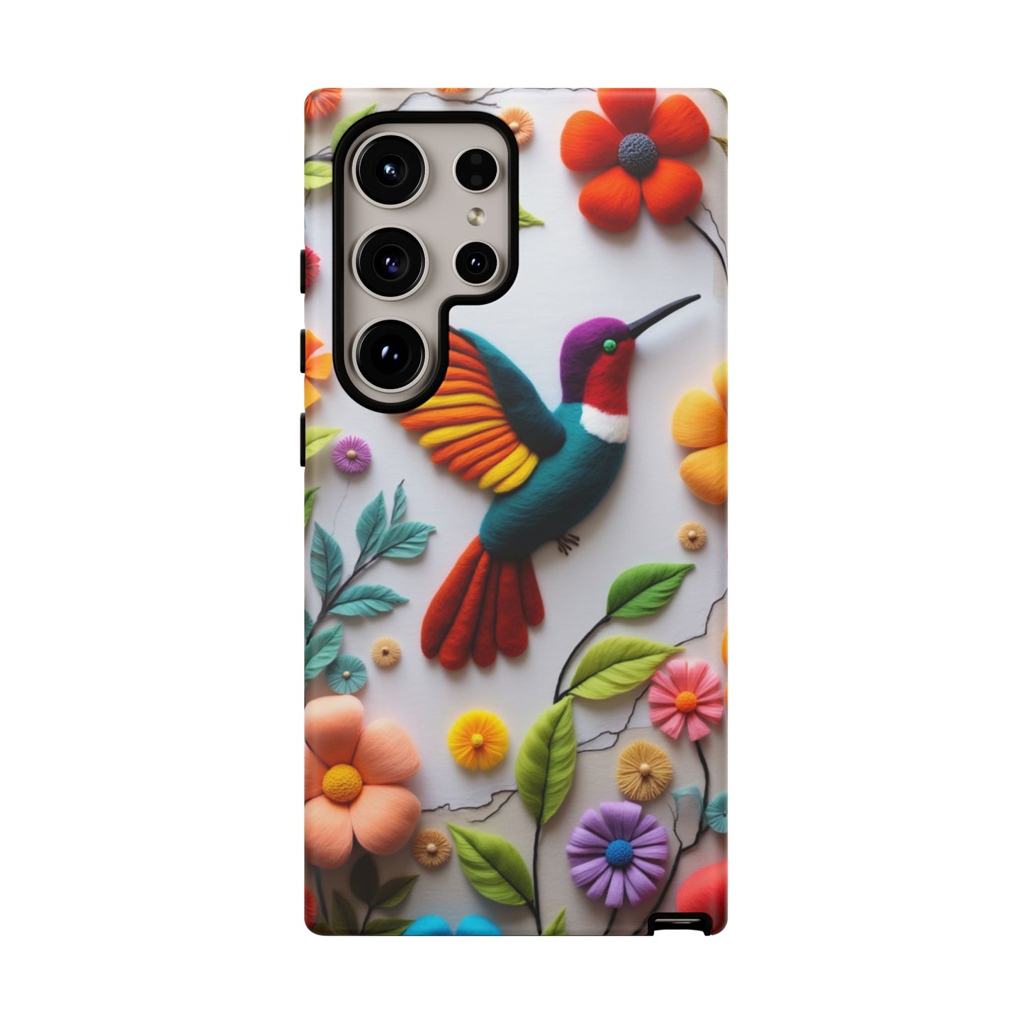 Embroidered Hummingbird with Floral Design | Nature's Elegant Stitch | iPhone 16 Pro