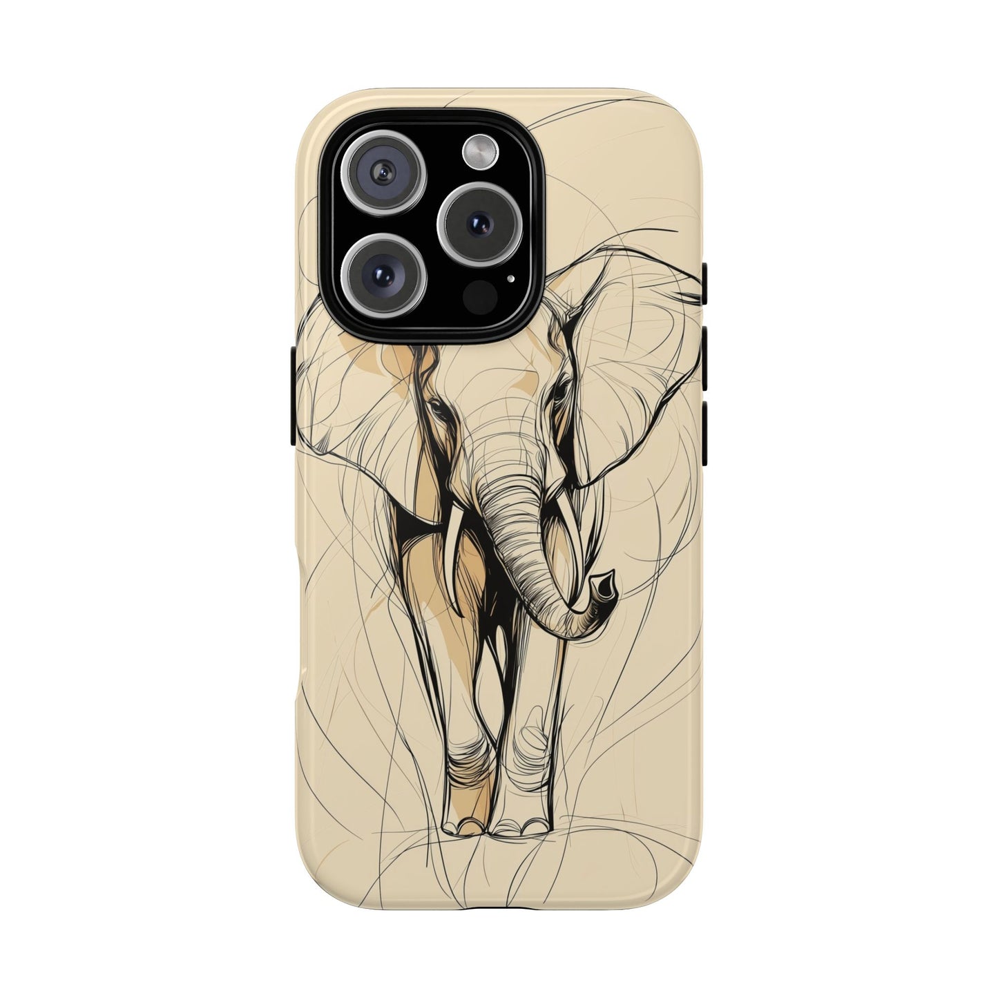 Majestic March: Dynamic Elephant Line Art Phone Case for iPhone, Samsung & Pixel