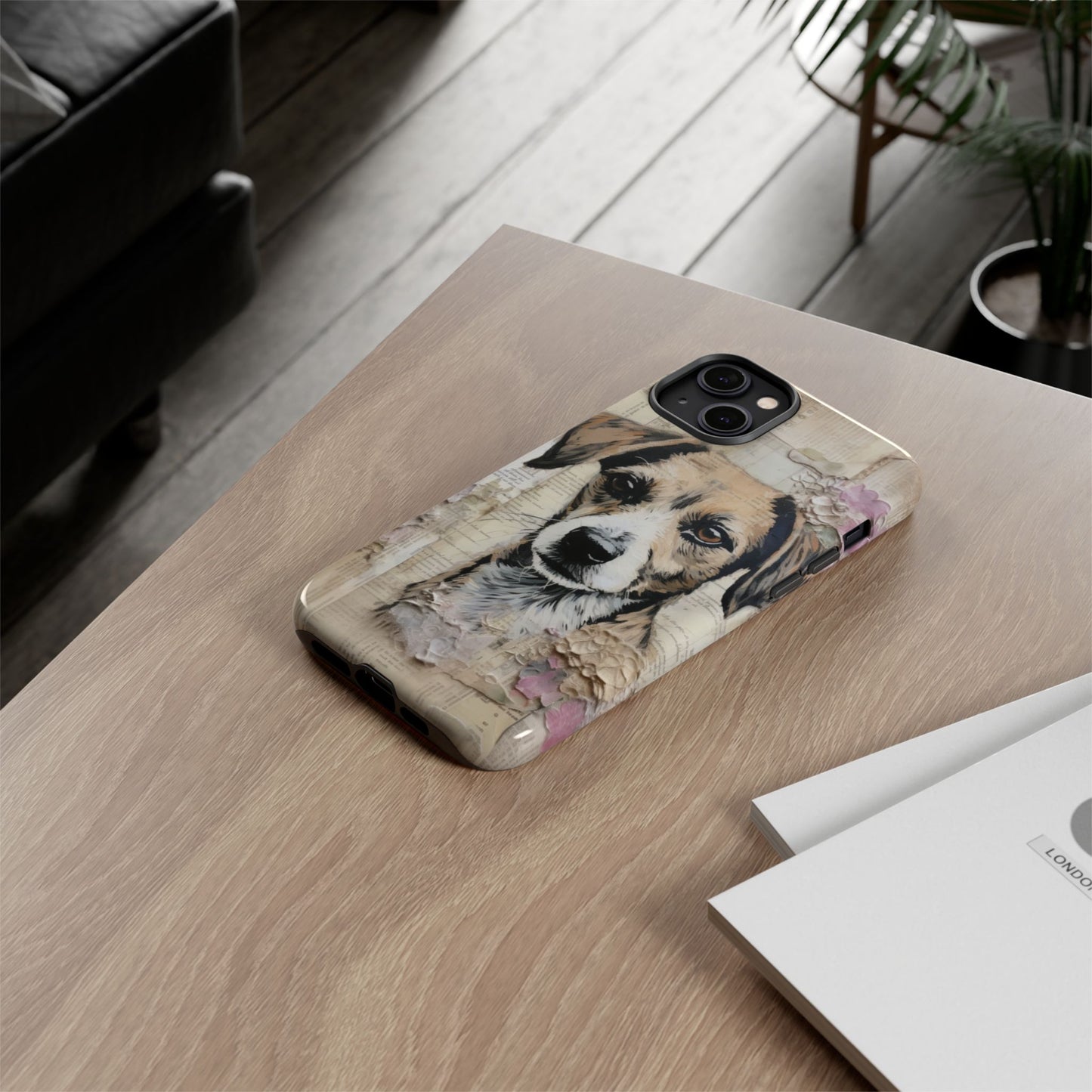 Vintage Collage Dog Portrait Mobile Cover – Artistic Mixed Media Design