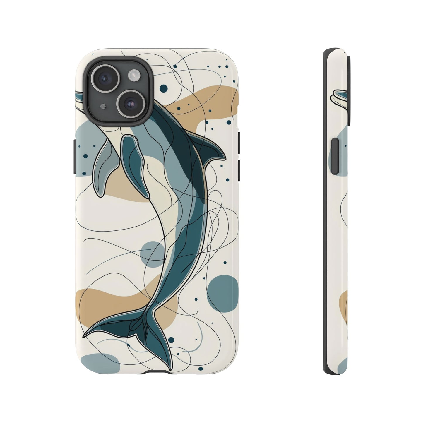 Ocean Whimsy: Abstract Dolphin Splash Phone Case for iPhone, Samsung & Pixel