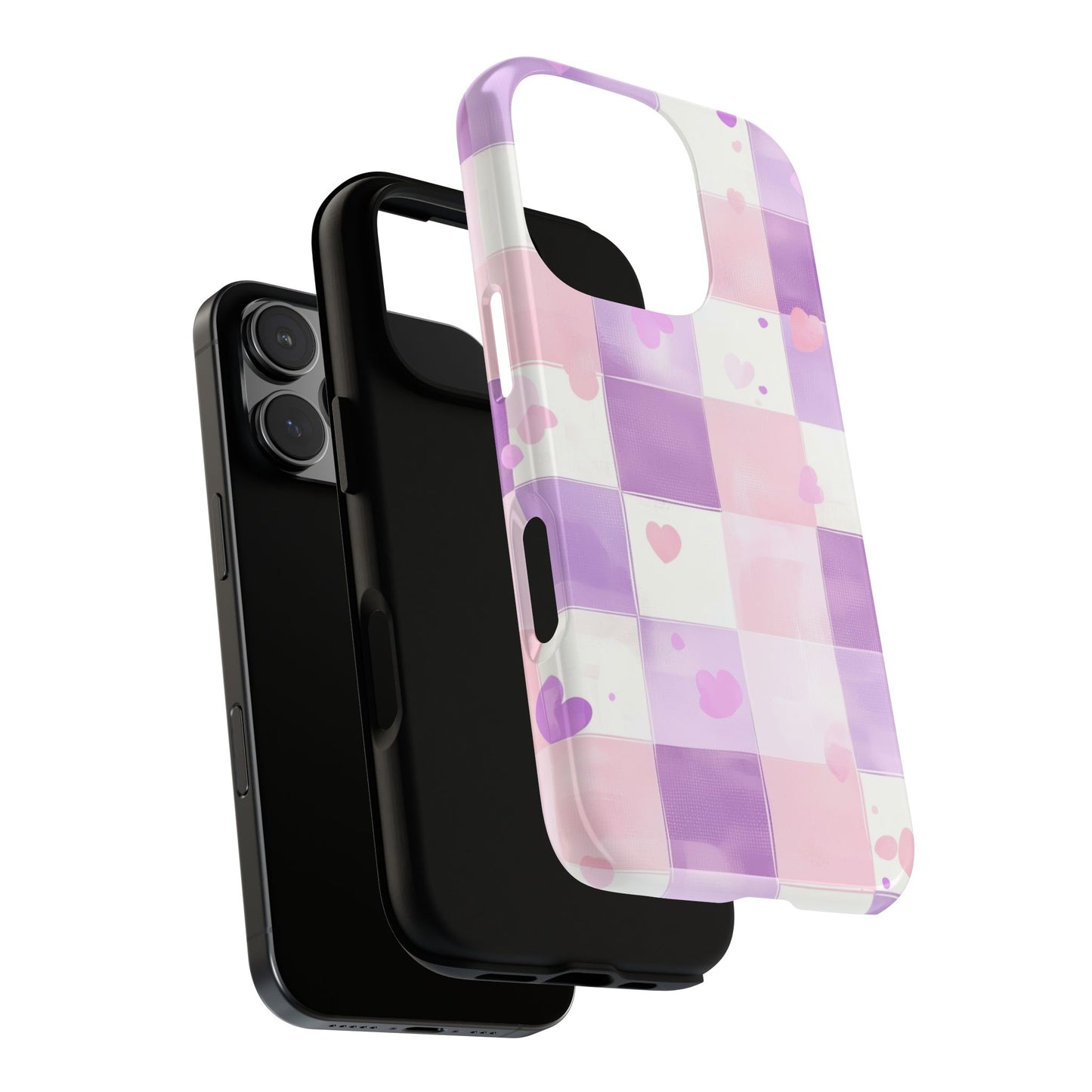 Kawaii Heart Gingham Phone Case for iPhone, Samsung, Google Pixel