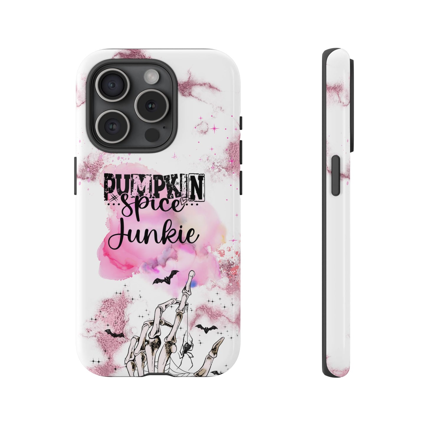 Pumpkin Spice Junkie Phone Case - Fall Aesthetic Cover for iPhone, Samsung & Google Pixel, Skeleton Hand Phone Case, Watercolor Phone Cover, Girly Phone Case