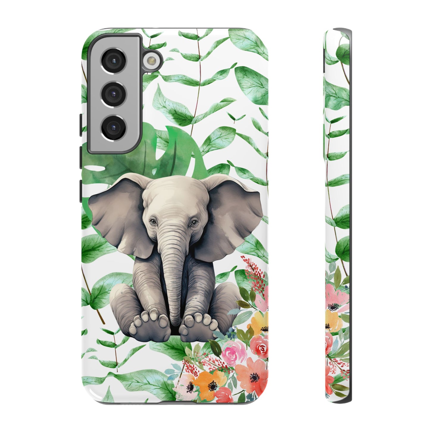 Cute Baby Elephant Mobile Cover – Floral & Tropical Aesthetic