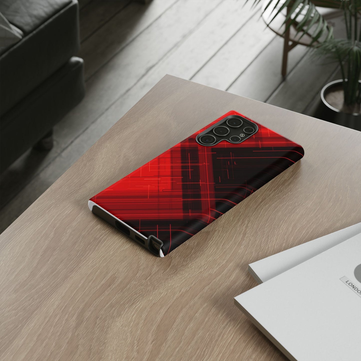 Abstract Red and Black Geometric Pattern